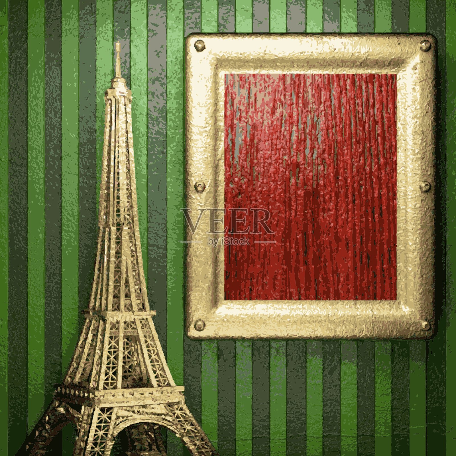 绿色背景上的金色插画图片素材