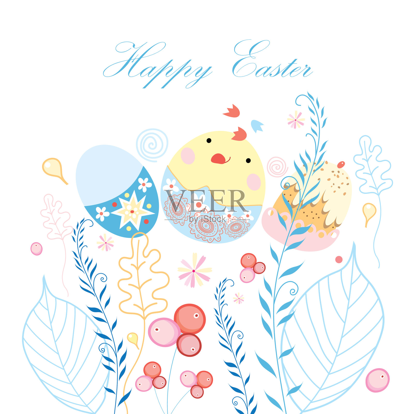 复活节鸡明信片设计元素图片