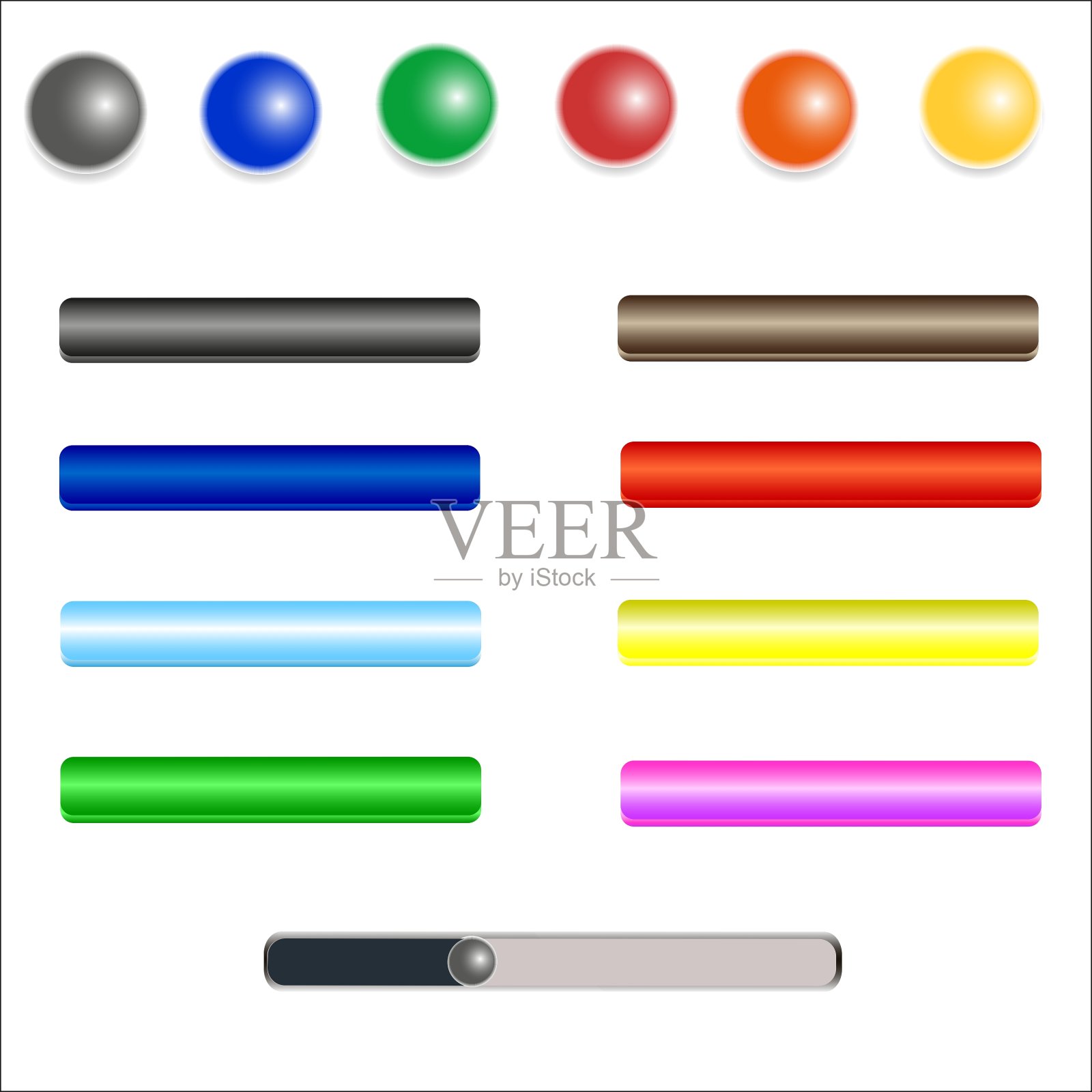 一套彩色的网页按钮插画图片素材