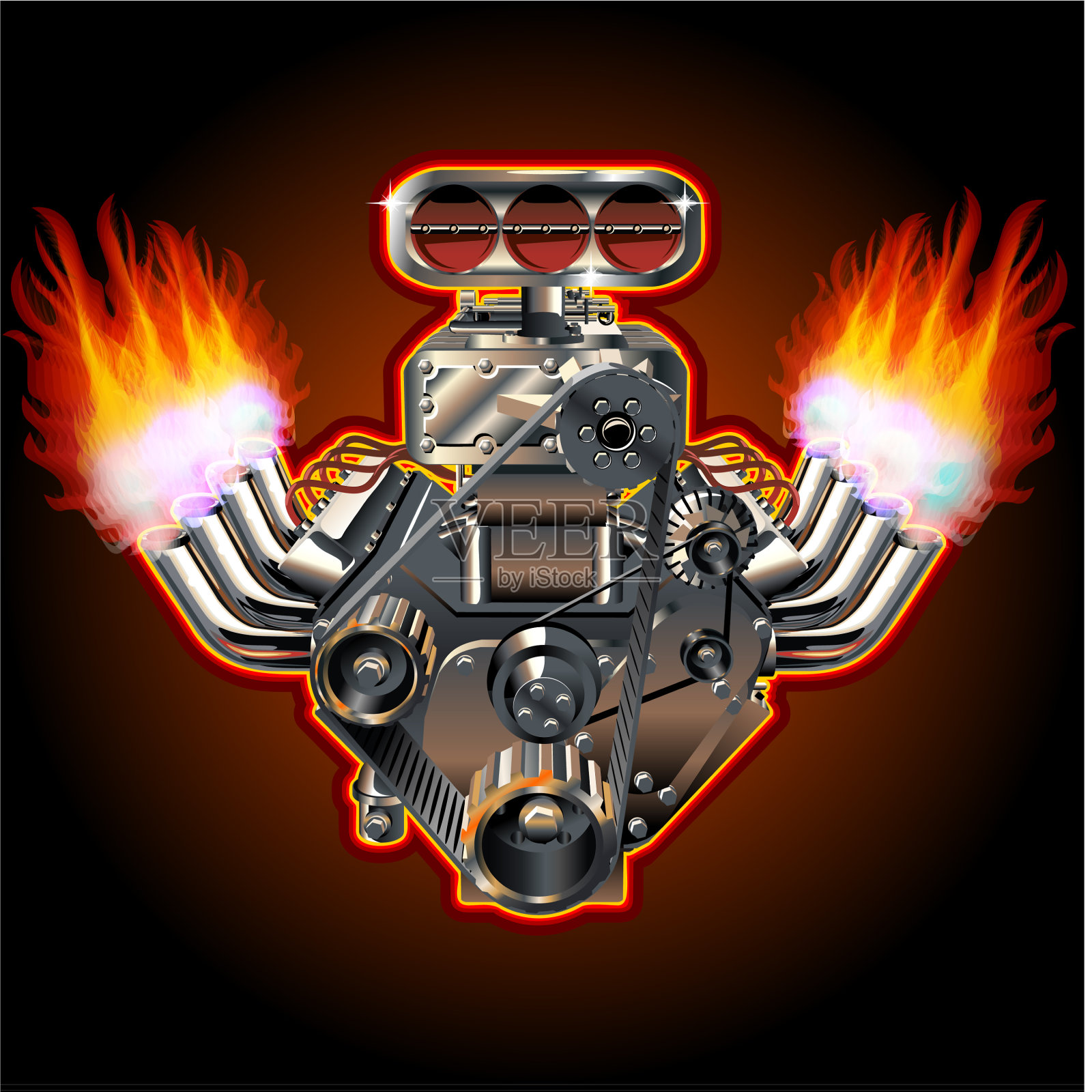 卡通涡轮增压发动机