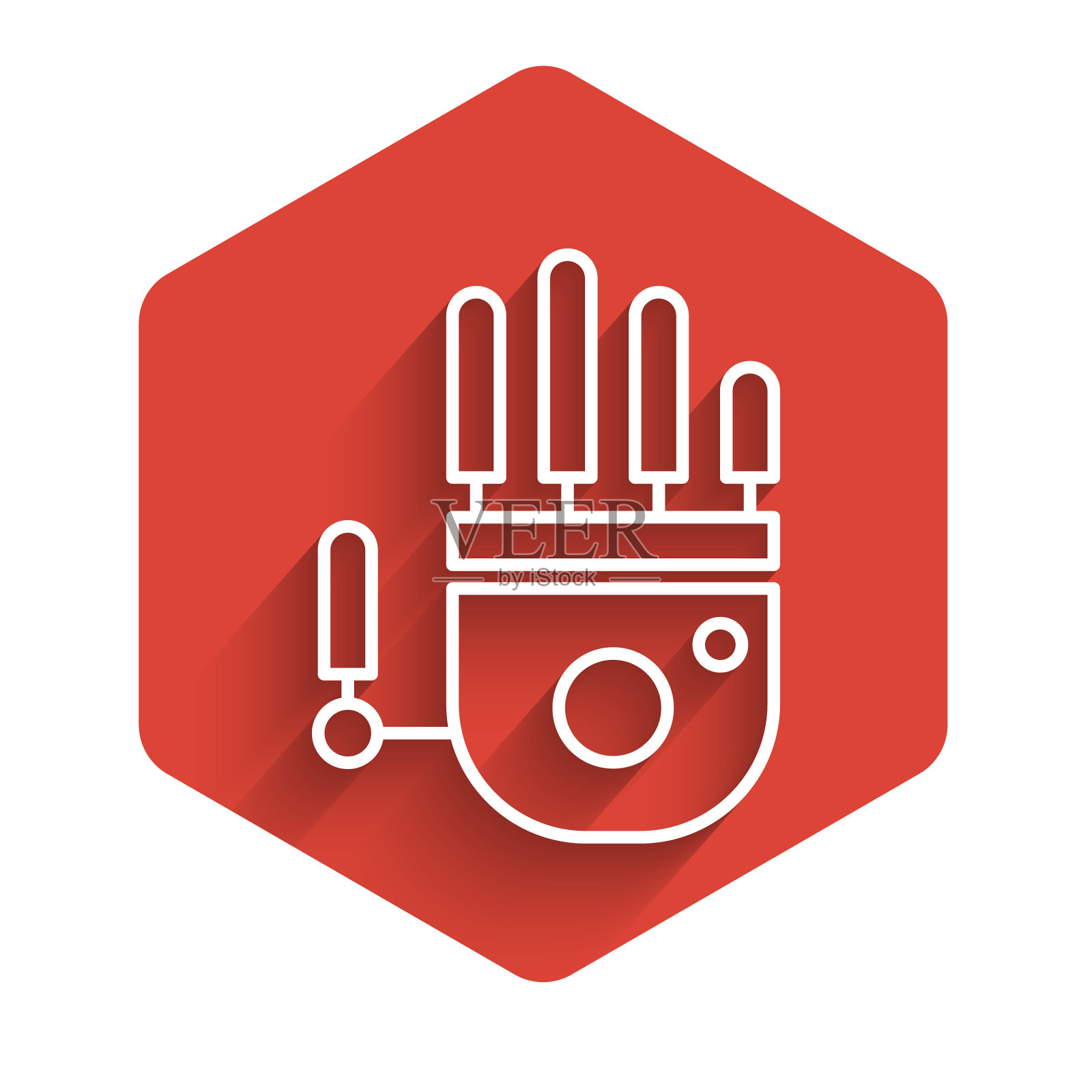 白色线机械机械手图标隔离插画图片素材