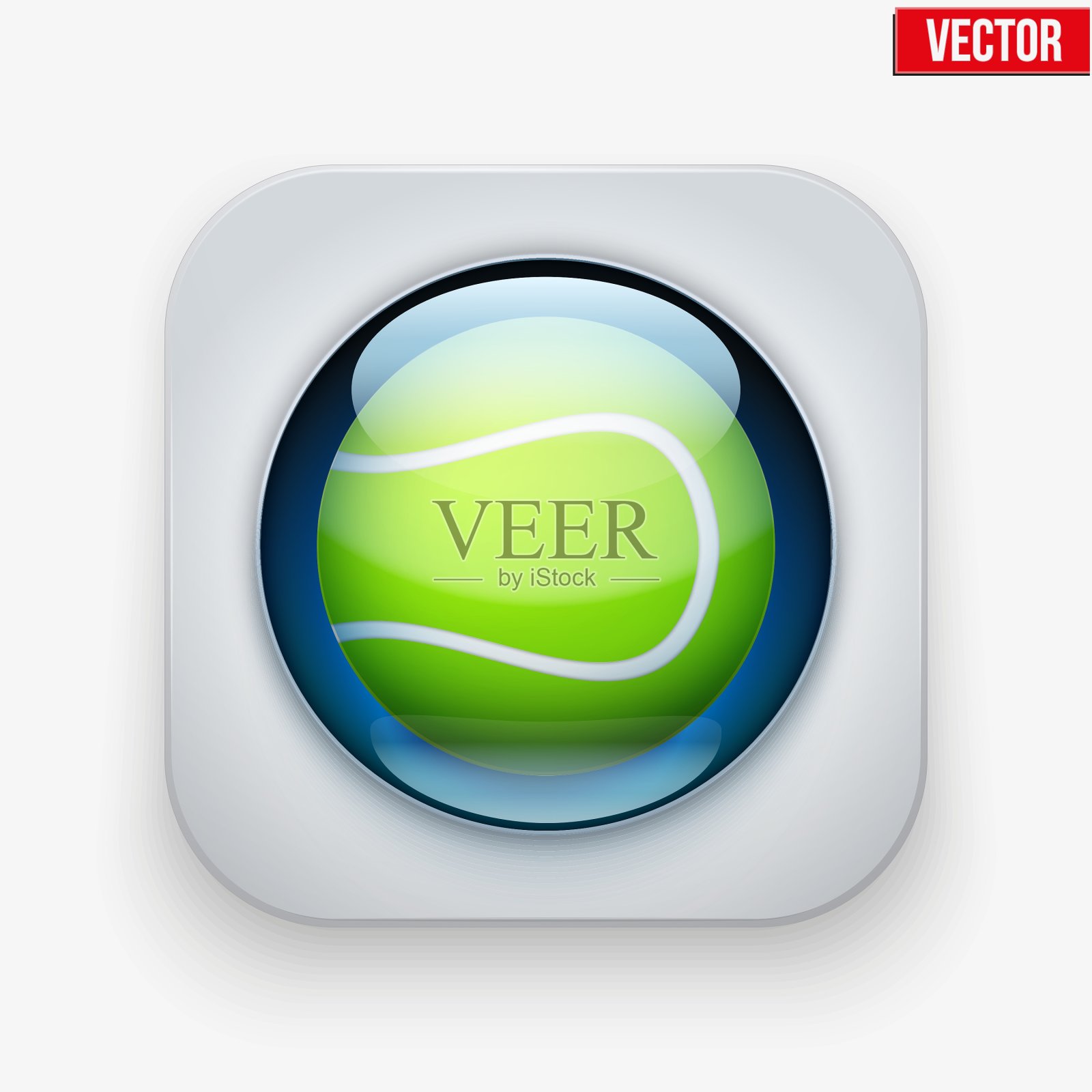 运动按钮与球玻璃下的网站或图标素材