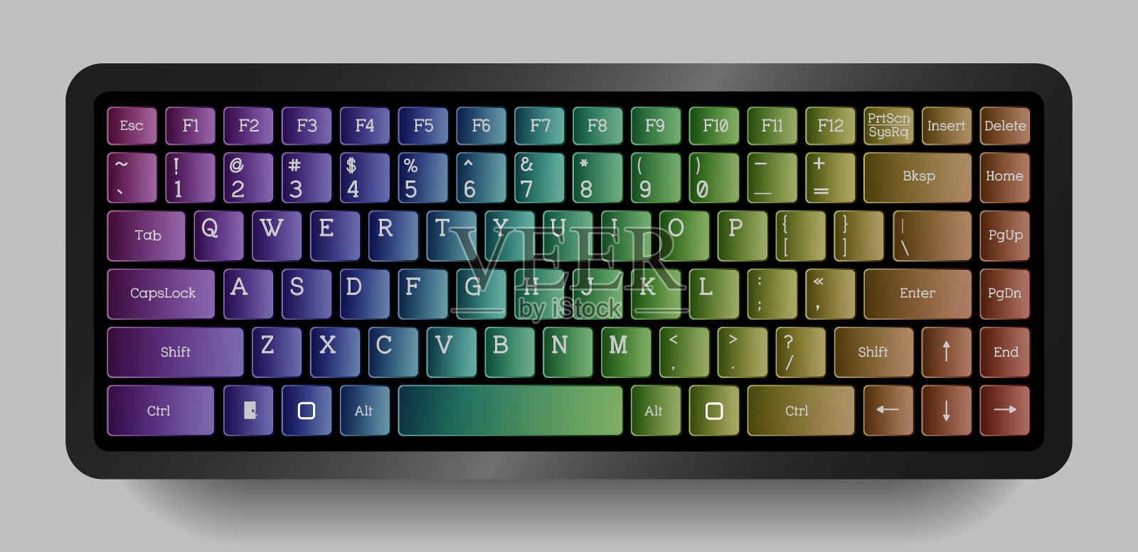 明亮紧凑型键盘色彩鲜艳的设计插画图片素材