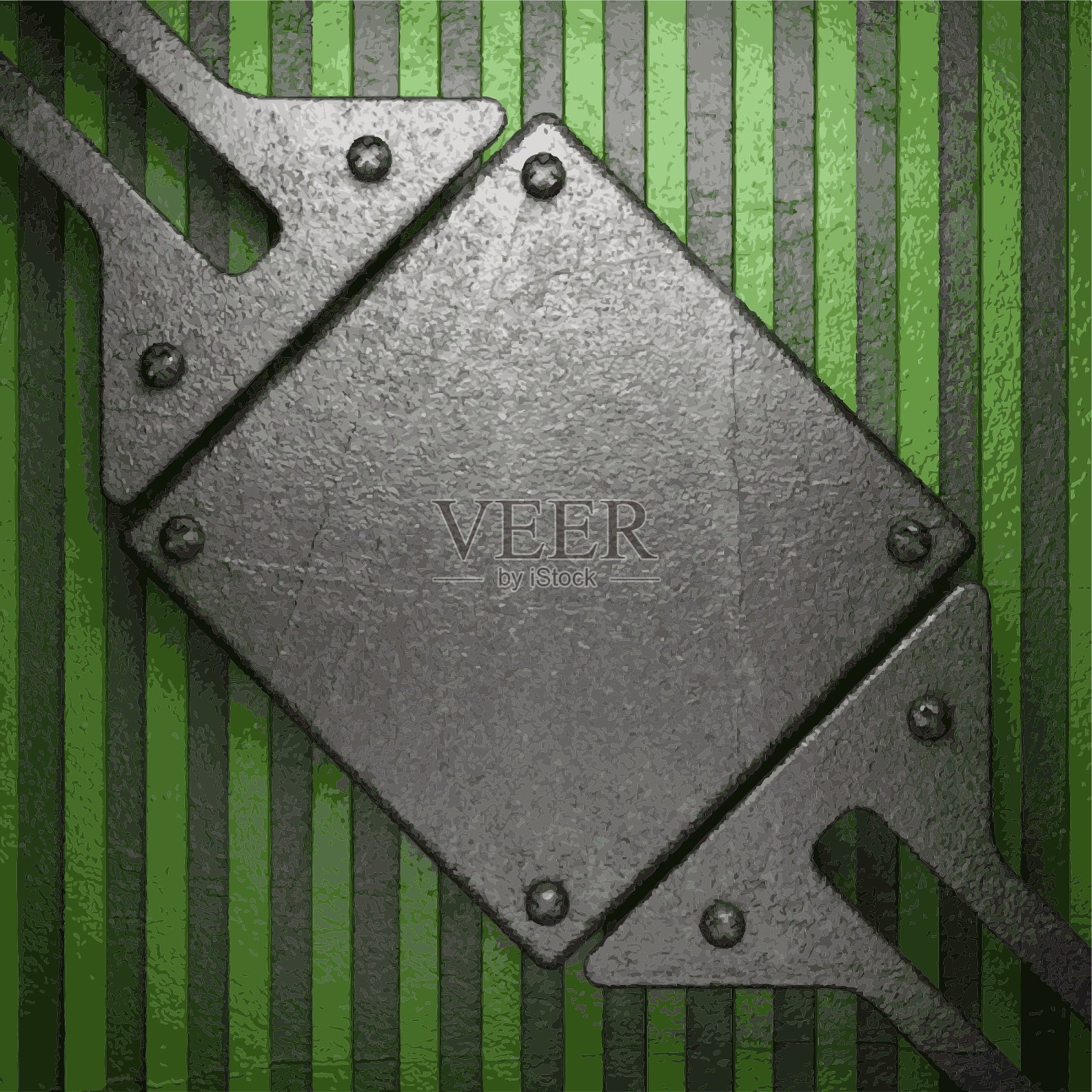 绿色背景上的金属插画图片素材