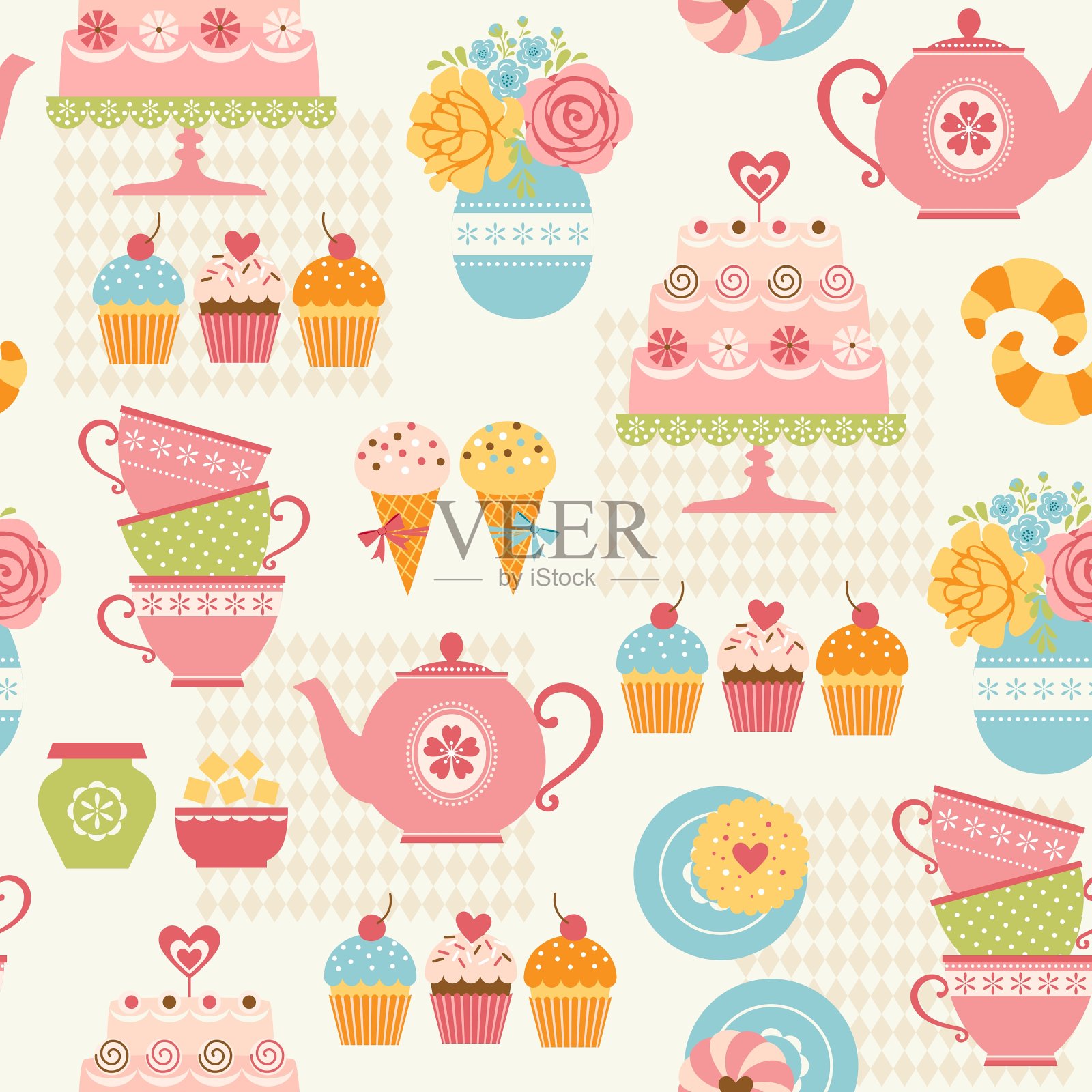 茶党模式插画图片素材