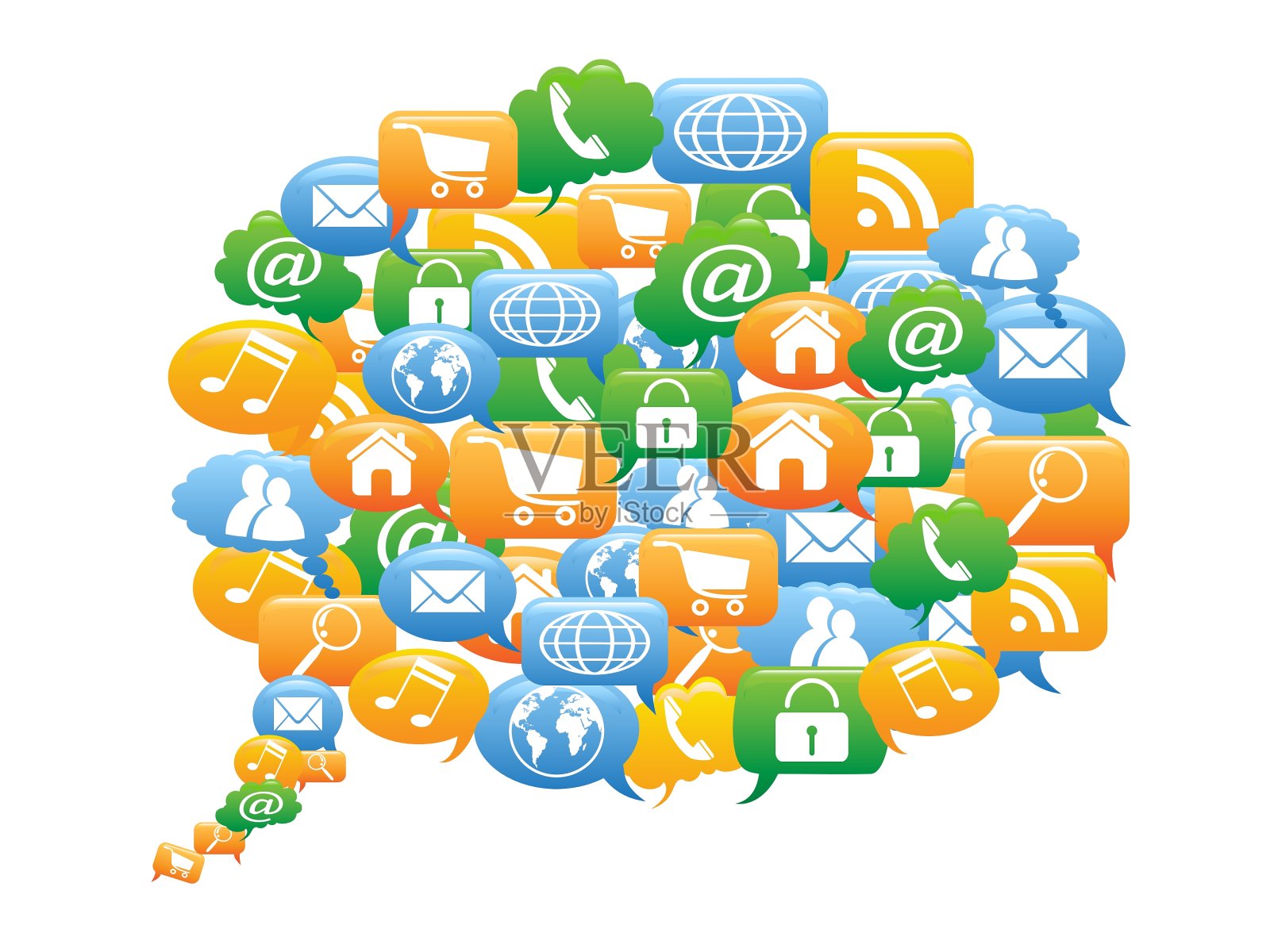 收集彩色语音气泡图标图标素材