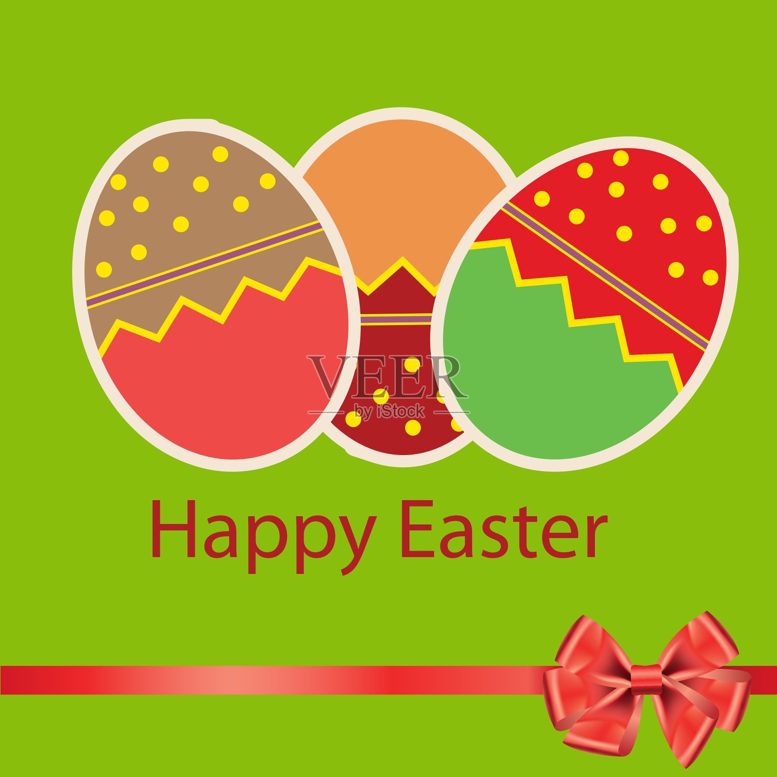 复活节彩蛋卡片上有五颜六色的彩蛋插画图片素材