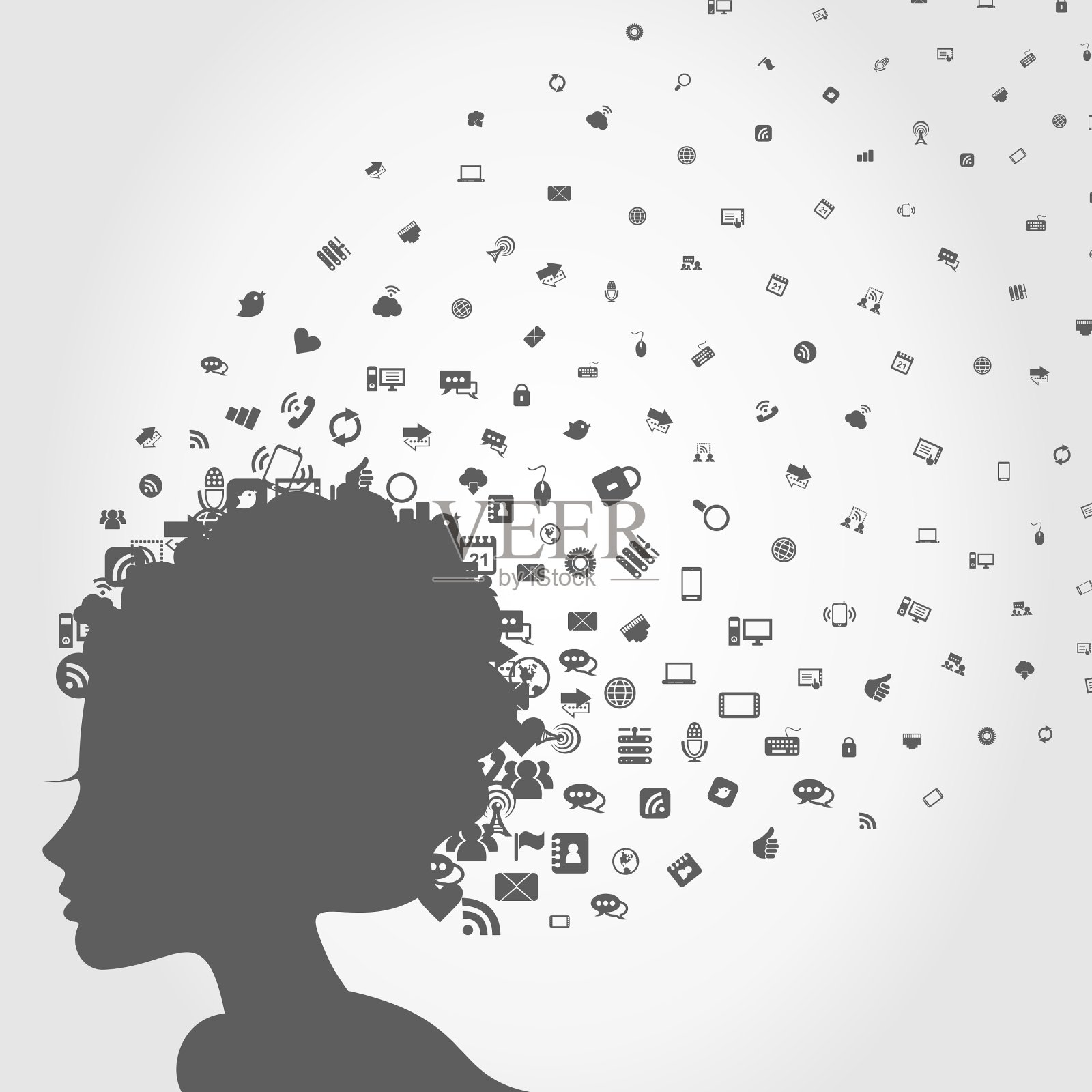 负责女孩的电脑插画图片素材