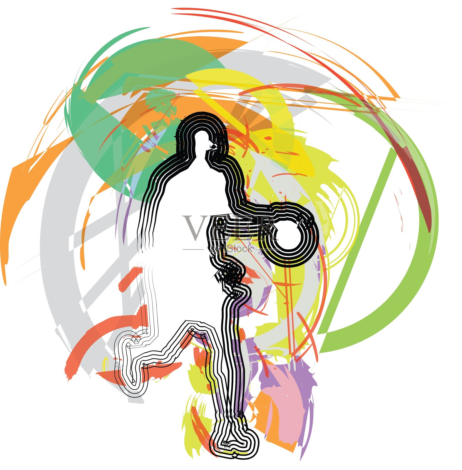 篮球运动员在行动中插画图片素材