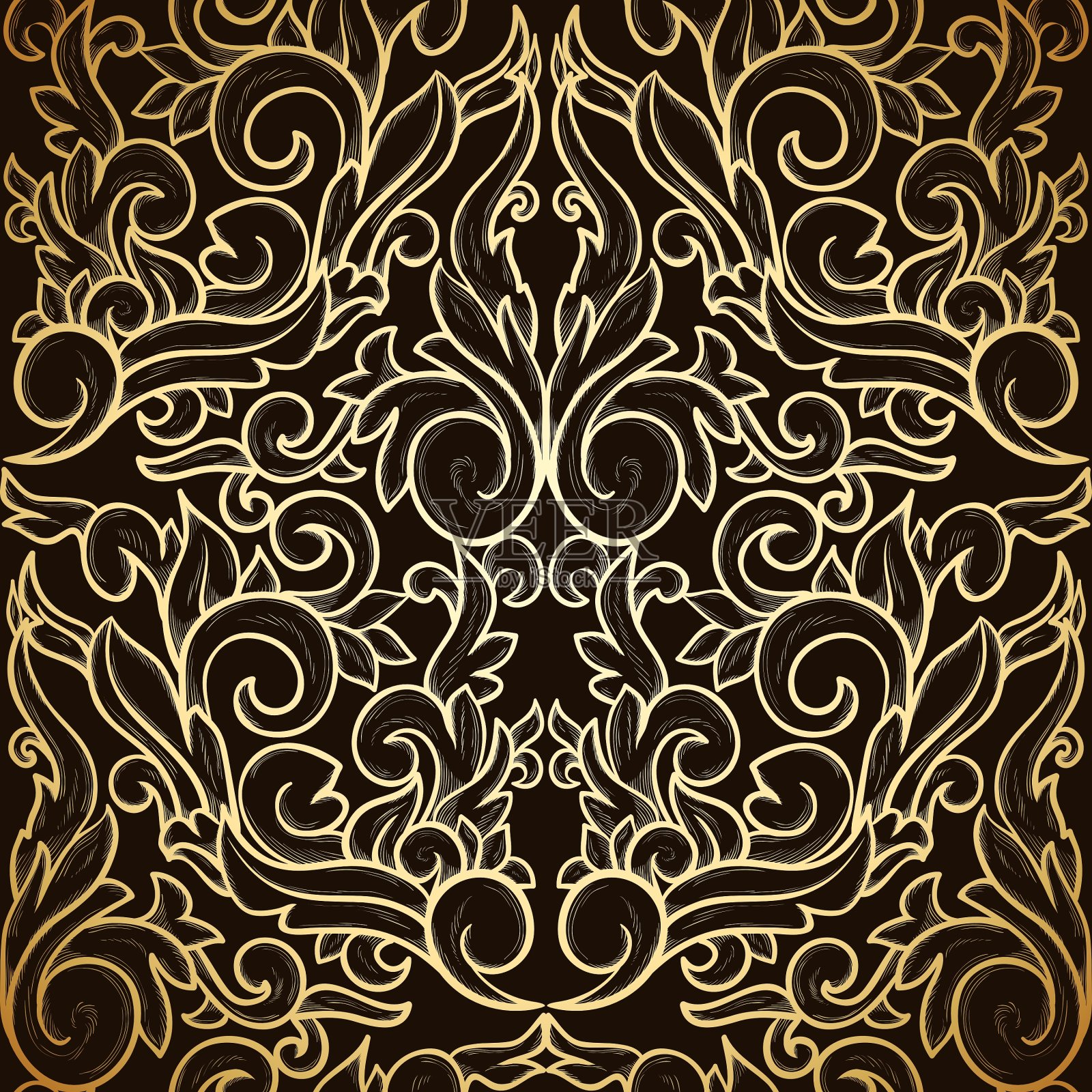 大马士革无缝模式插画图片素材