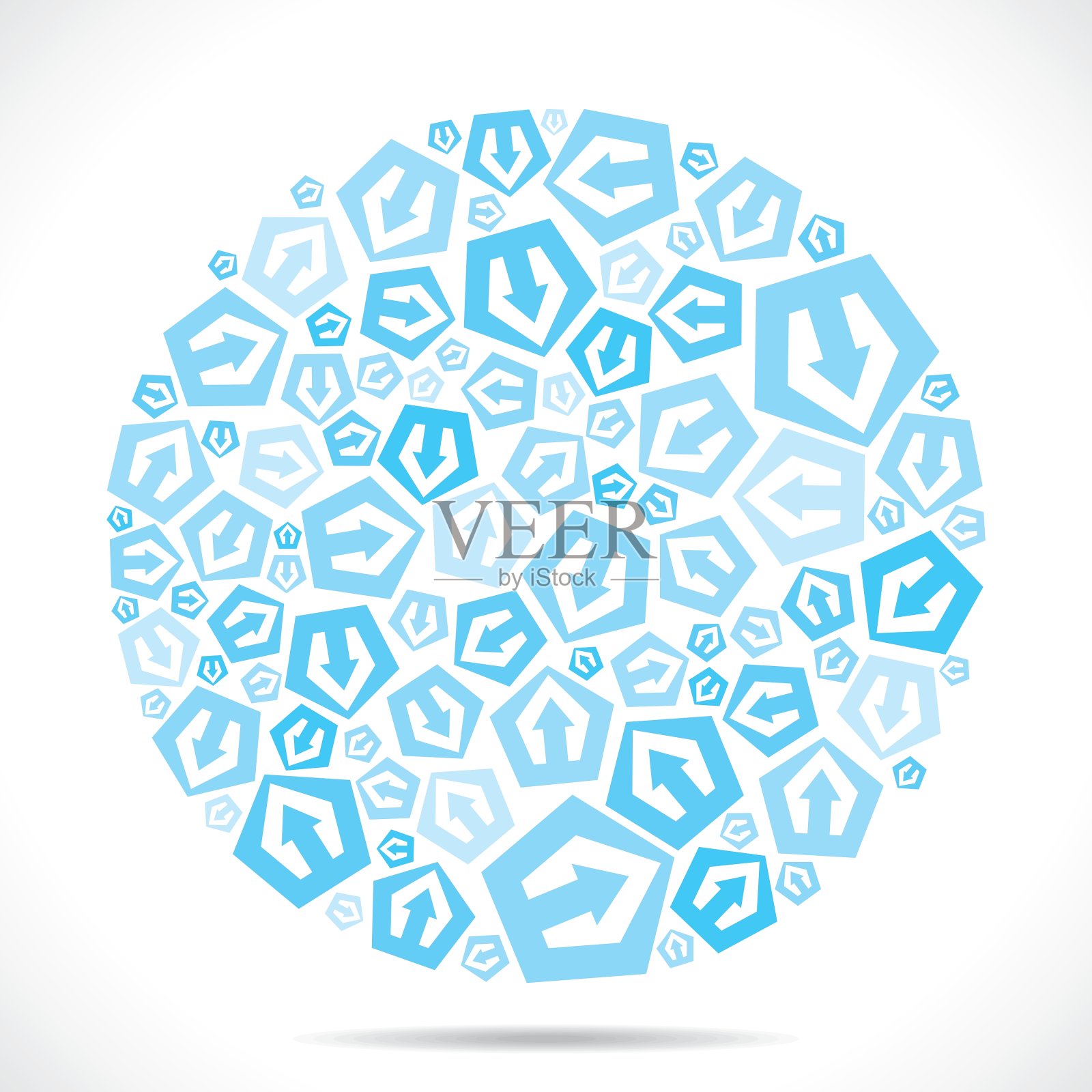 蓝色小箭头图标设计股票插画图片素材