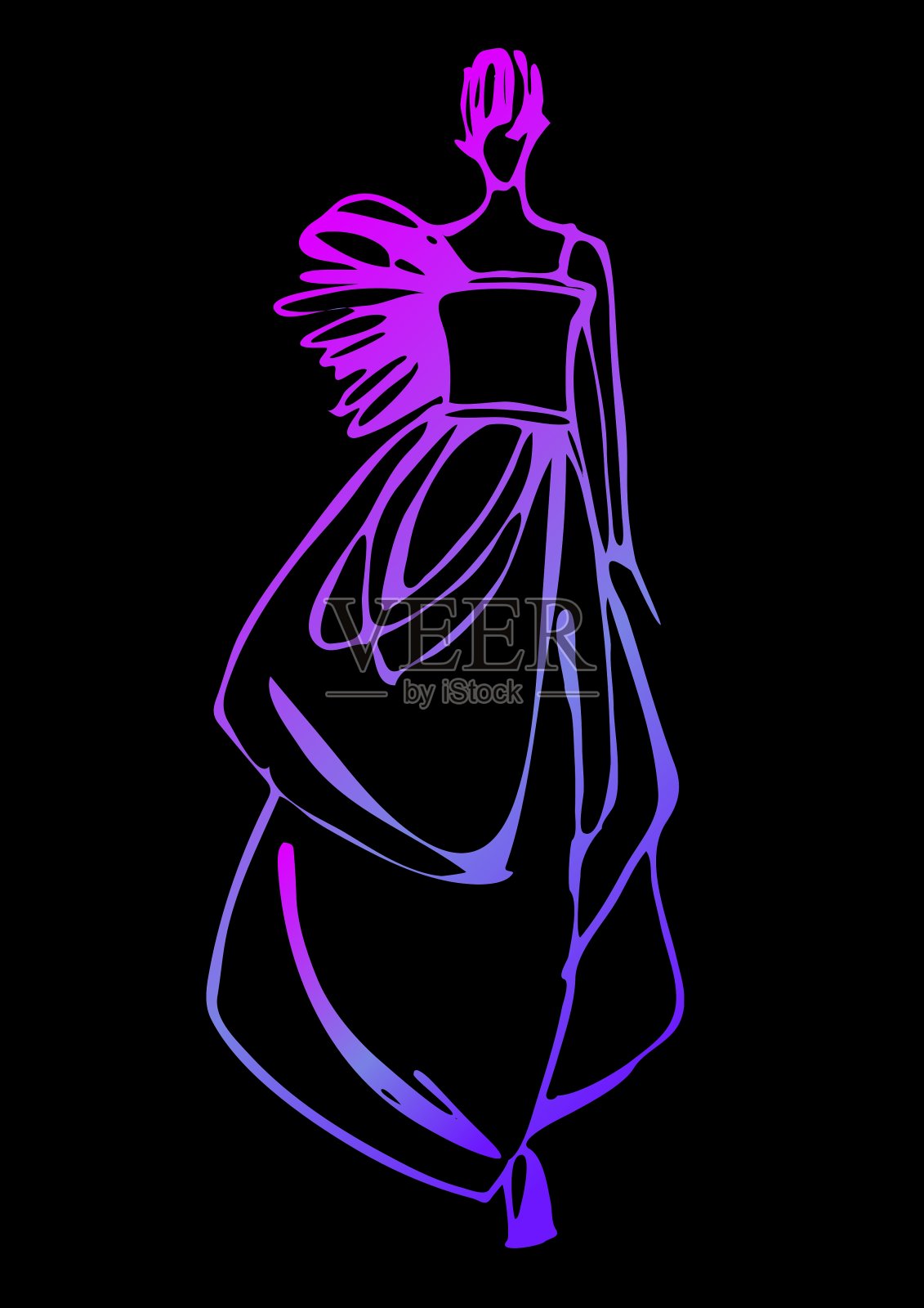 穿红裙子的女人插画图片素材