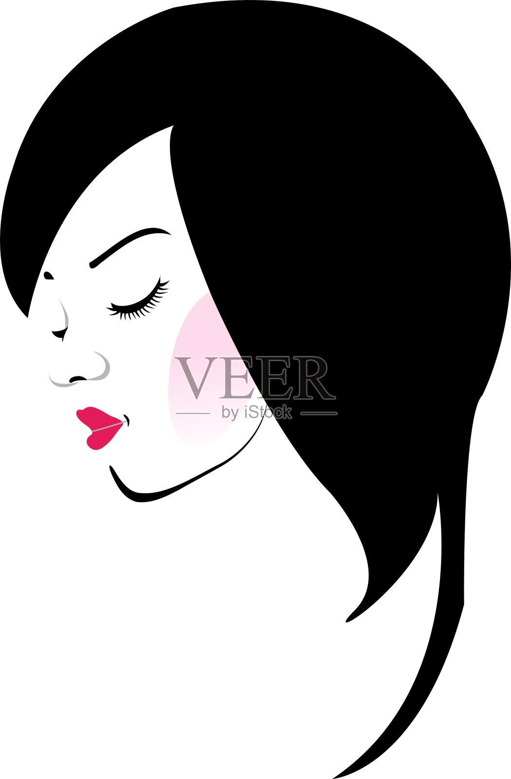 有一头漂亮头发，涂着红唇的女孩插画图片素材