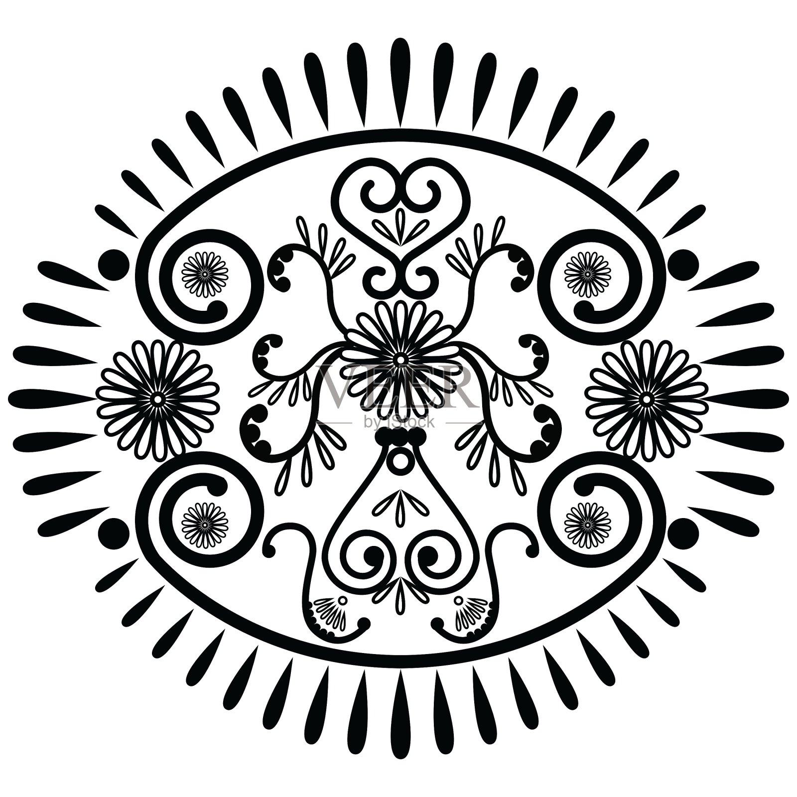 受亚洲文化启发的椭圆形图案设计元素图片