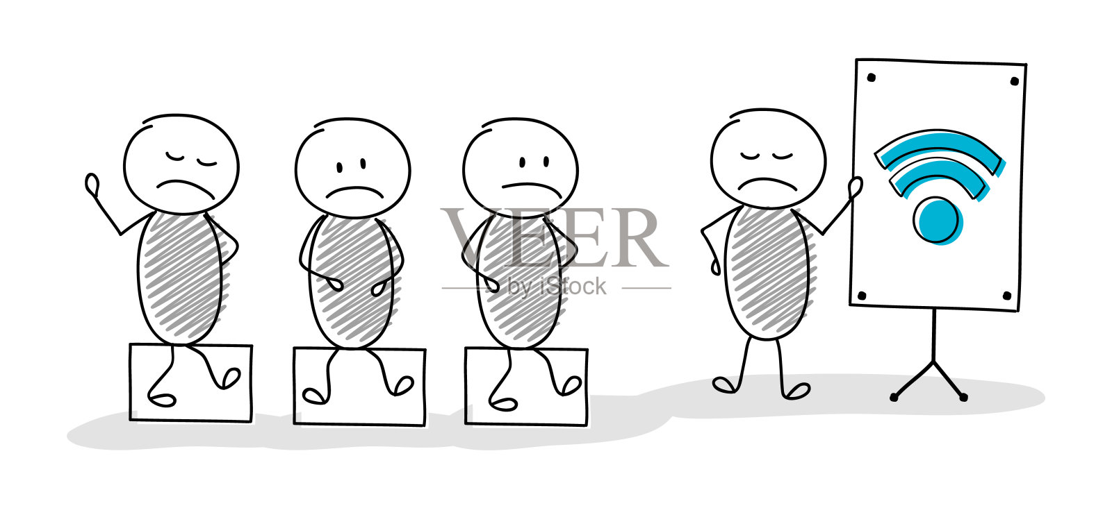 领袖概念-卡通棍与wifi -互联网图标。向量插画图片素材