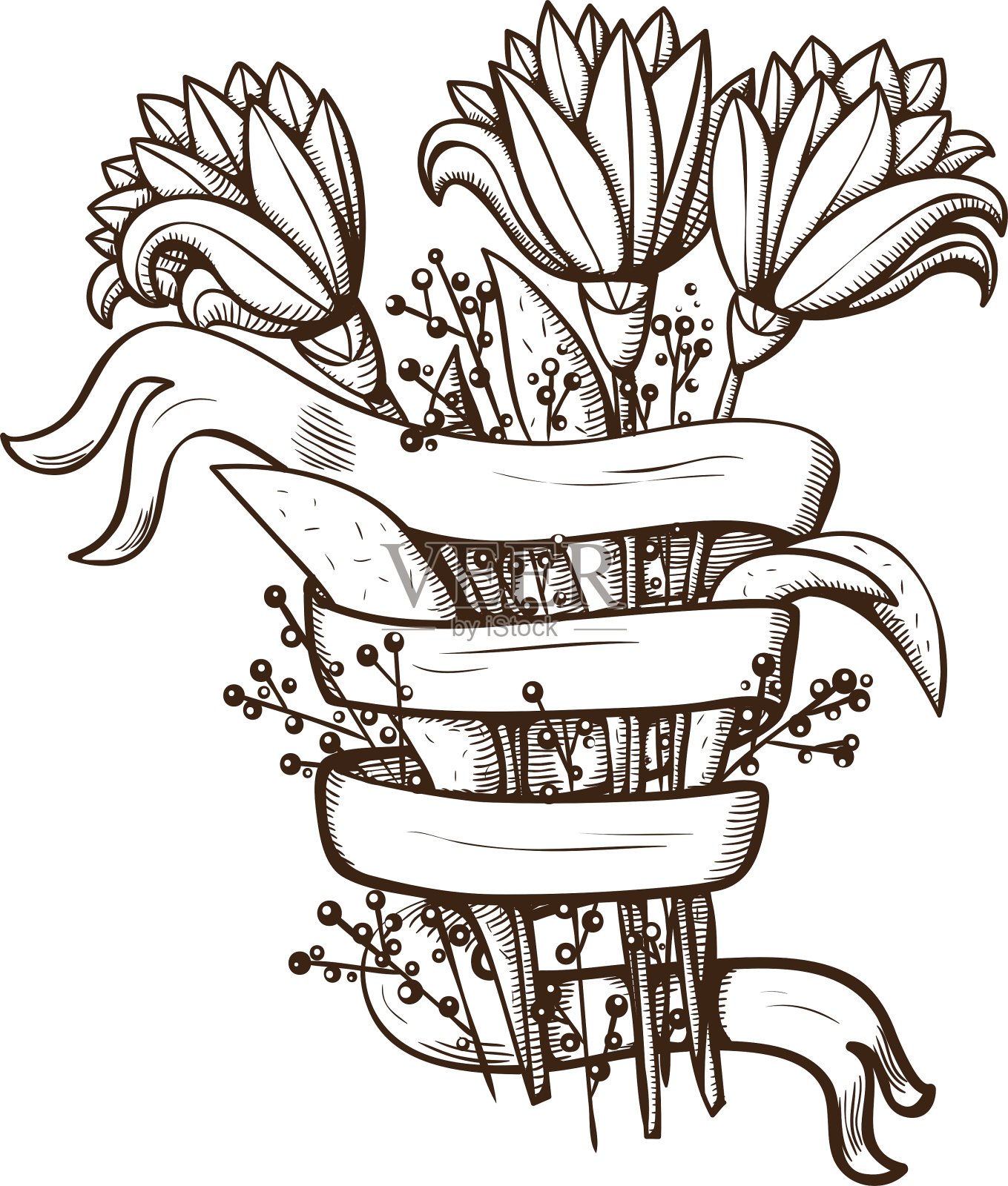 花花束孤立在白色上设计元素图片