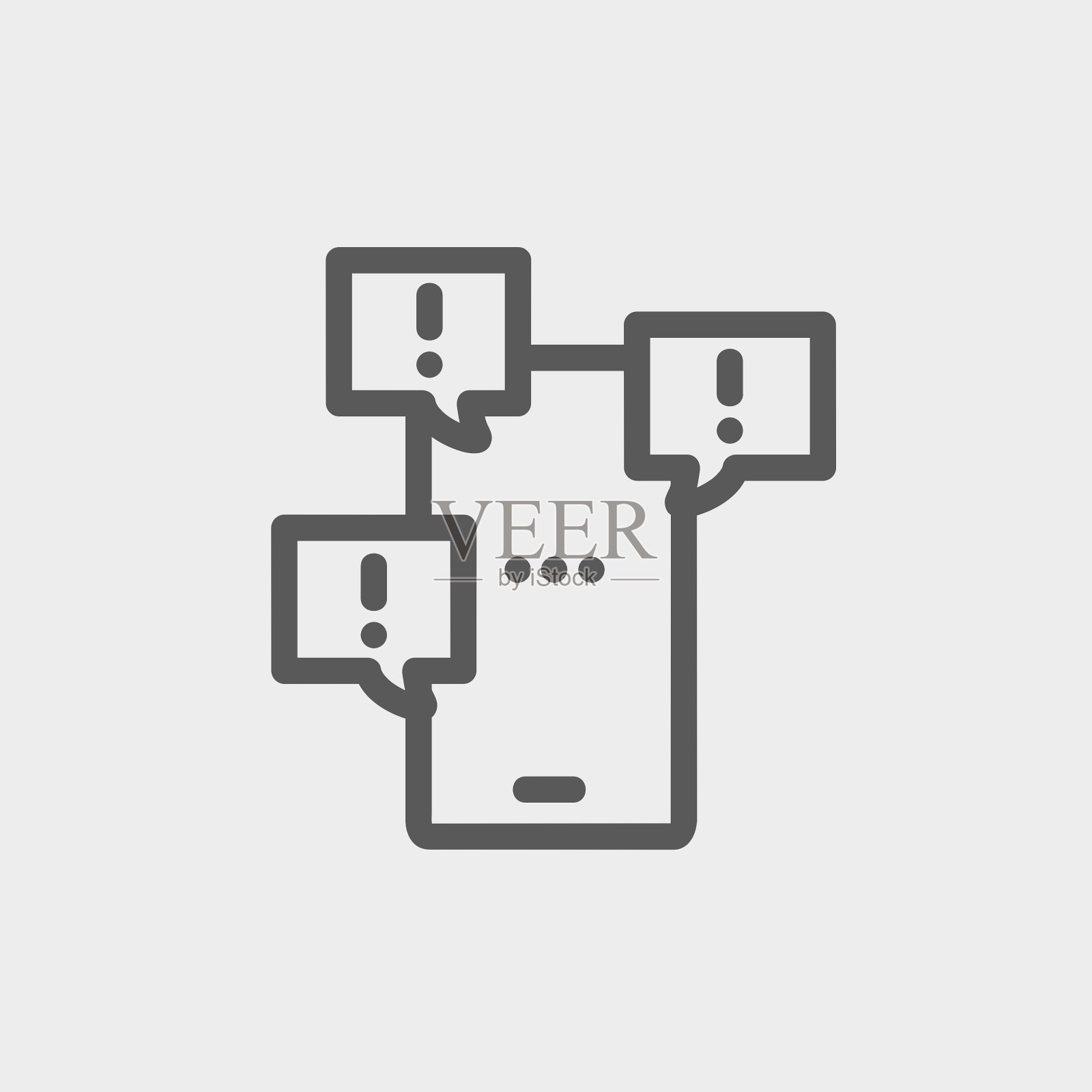 带有错误信息的触摸屏手机泡泡薄插画图片素材