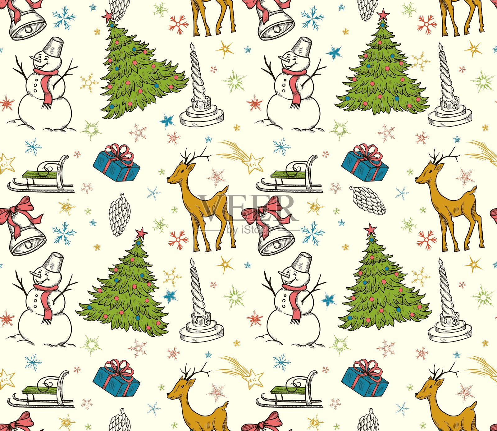 圣诞节无缝模式插画图片素材