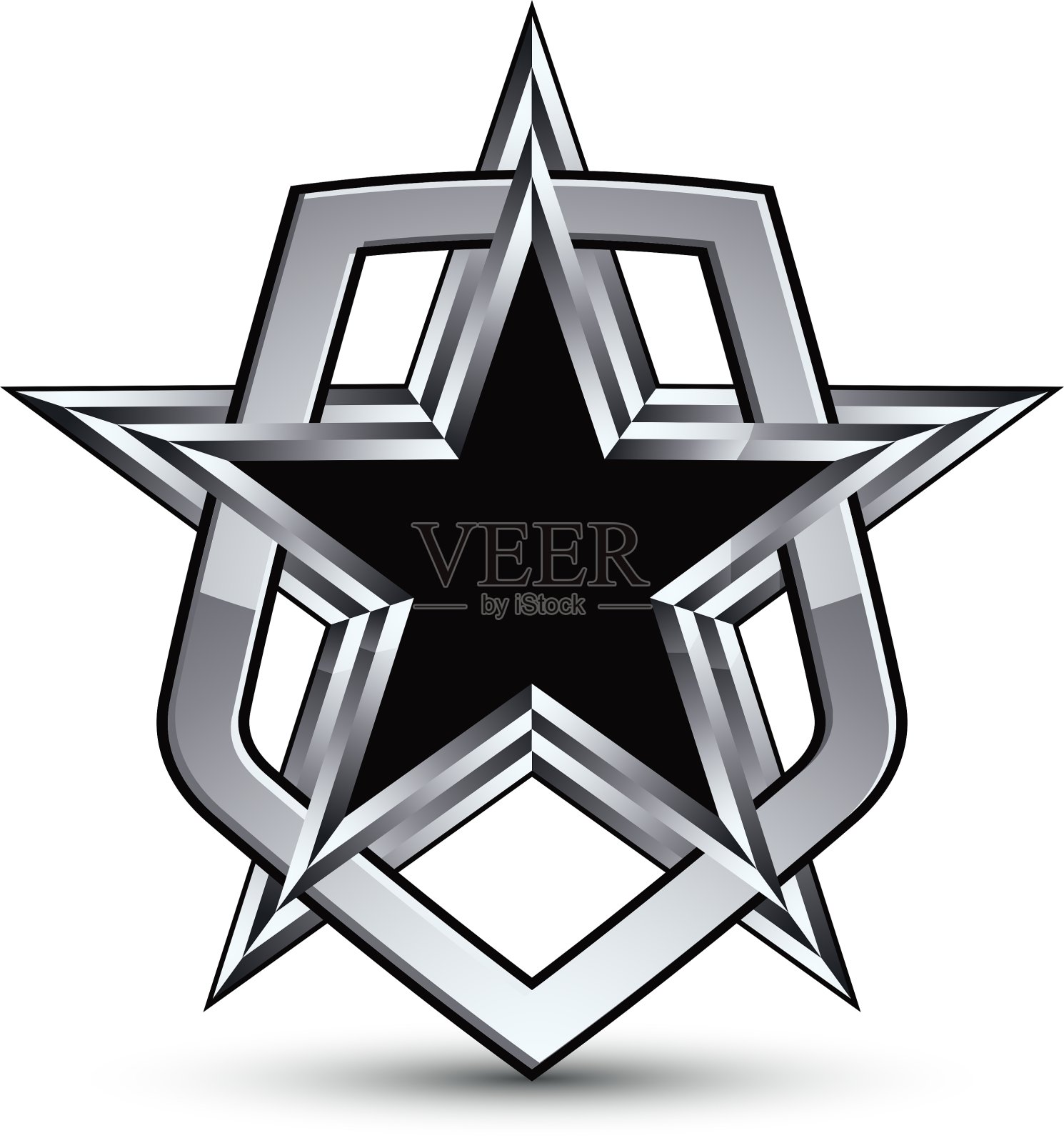 黑色五角形的庆祝银徽设计元素图片