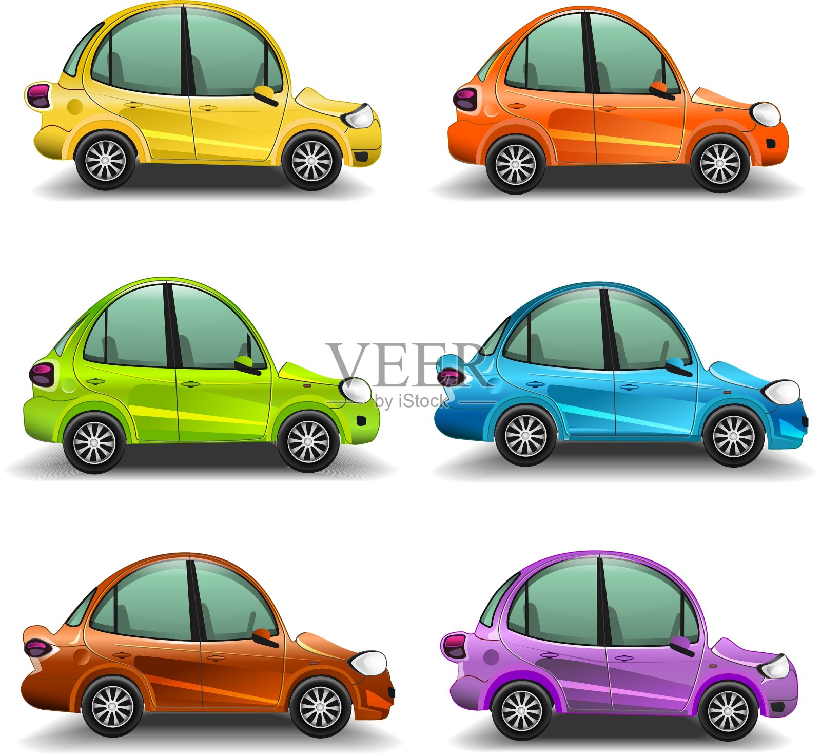 丰富多彩的卡通汽车插画图片素材