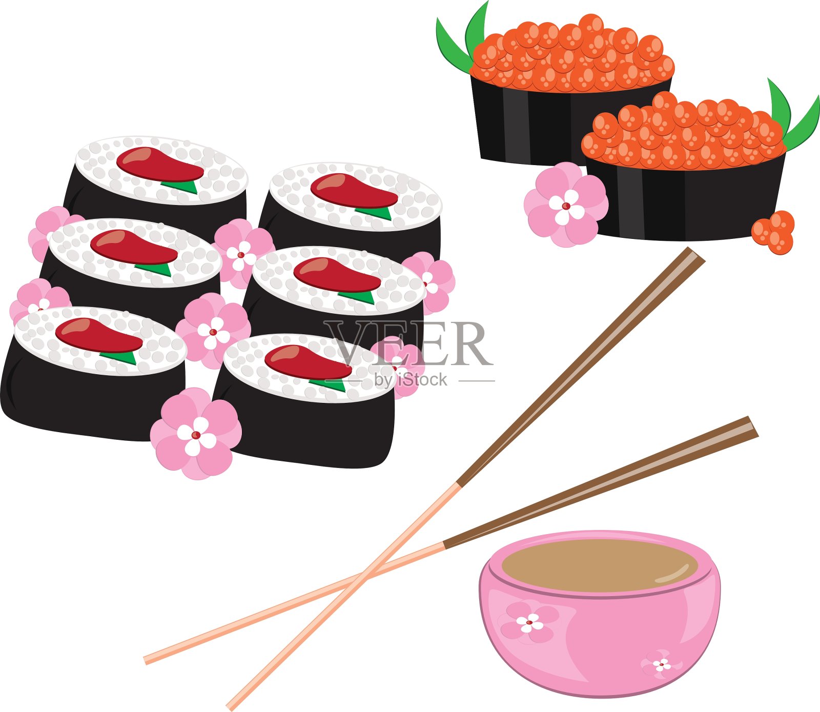 寿司和筷子插画图片素材