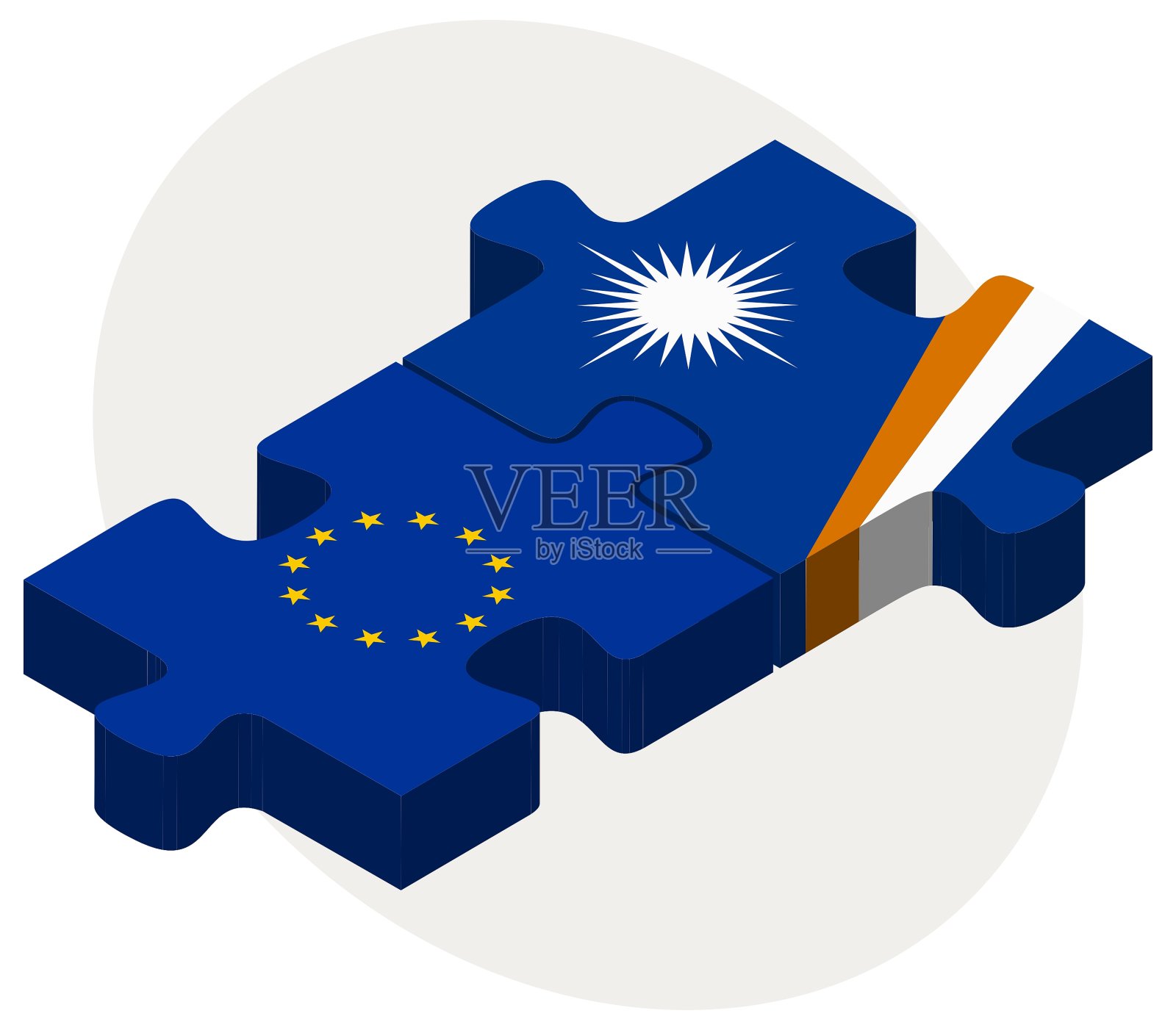 欧盟和马绍尔群岛的旗帜插画图片素材