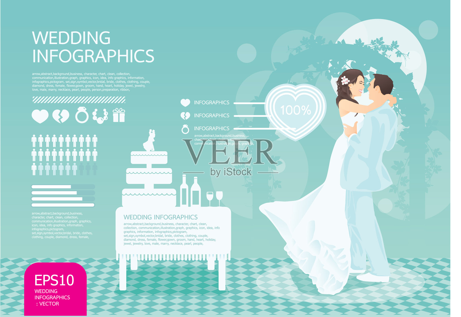 信息图表婚礼集设计模板素材