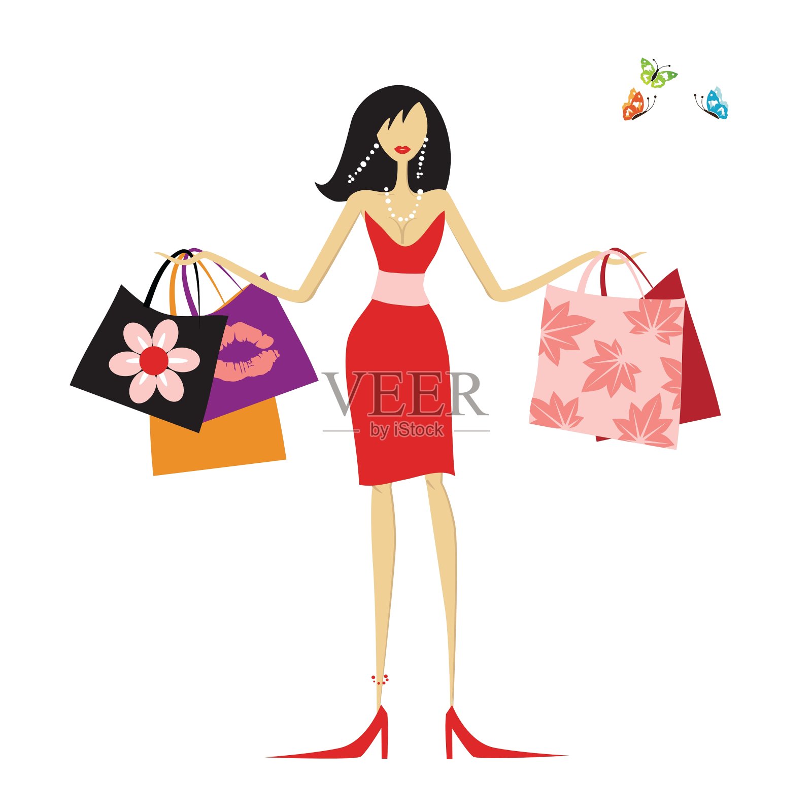 时尚女人购物设计元素图片