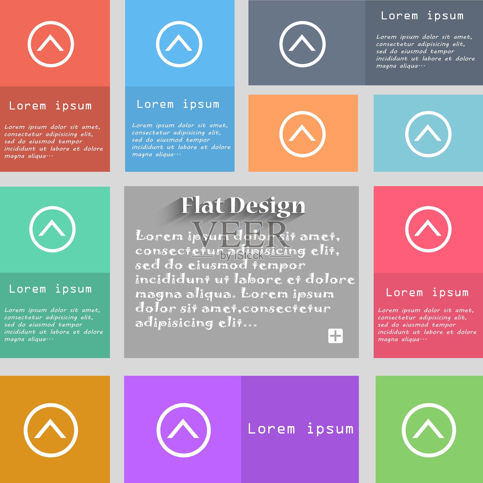 方向箭头向上图标标志套的多色插画图片素材