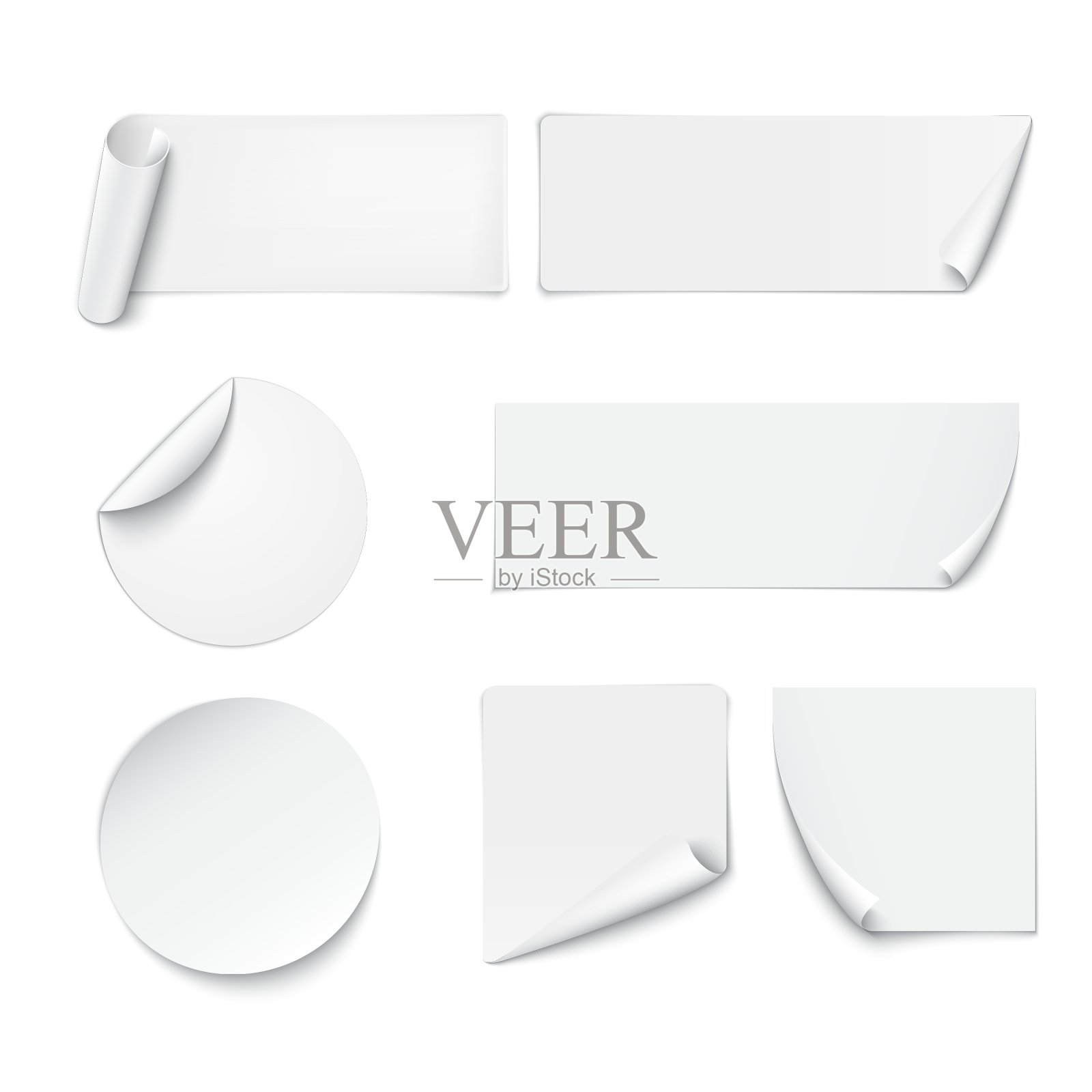 一套白纸贴纸插画图片素材