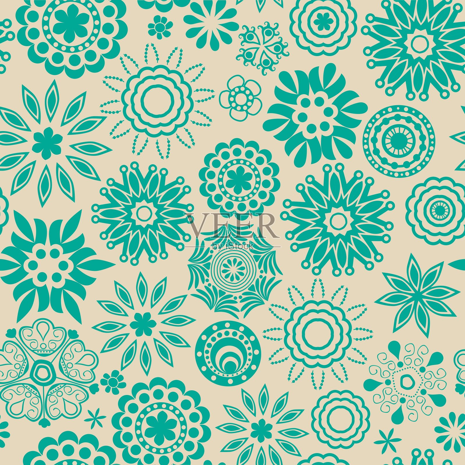 花无缝图案与花仿方插画图片素材