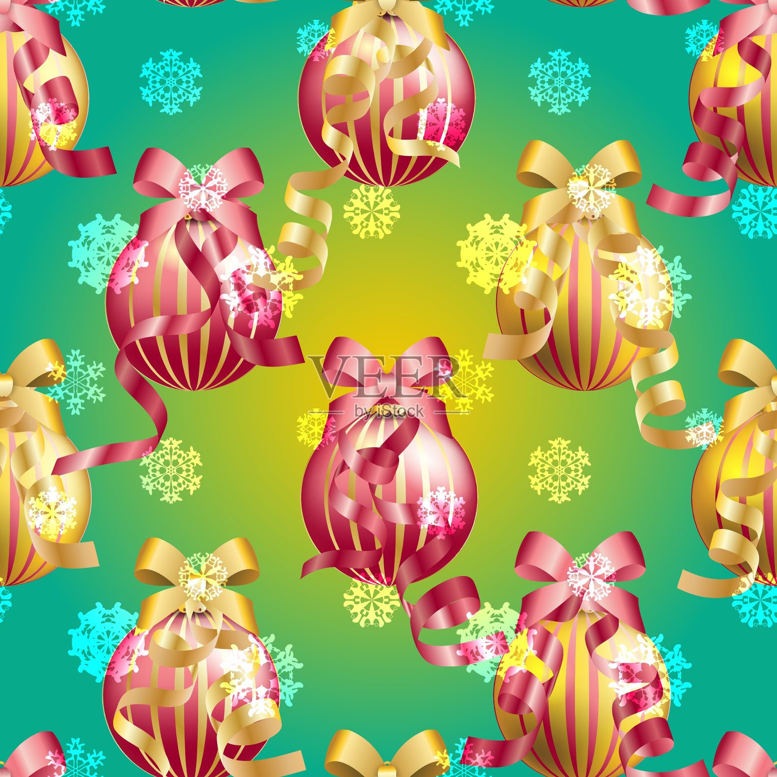 新年图案与圣诞球闪闪发光和设计模板素材