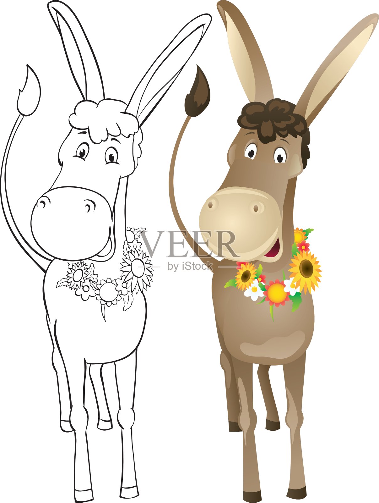 有趣的轮廓驴设计元素图片