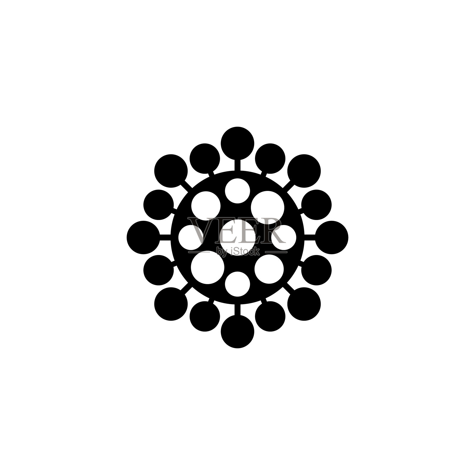 病毒图标-卡通设计。向量细菌的象征。简单的细胞信号。冠状病毒，covid - 19 art图标素材