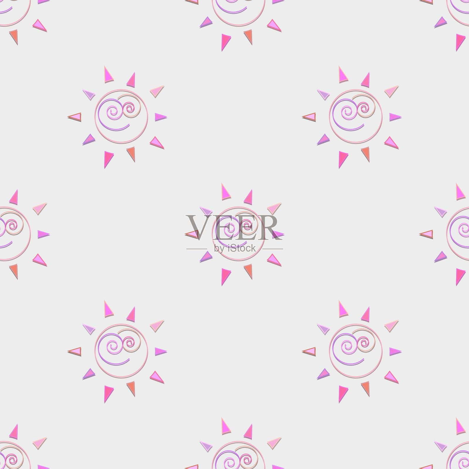 卡通太阳无缝图案圆符号插画图片素材