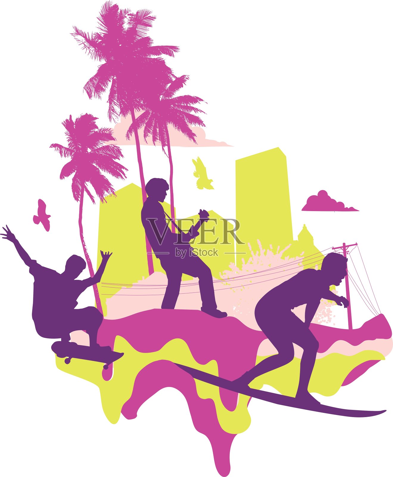 海滩派对设计元素图片