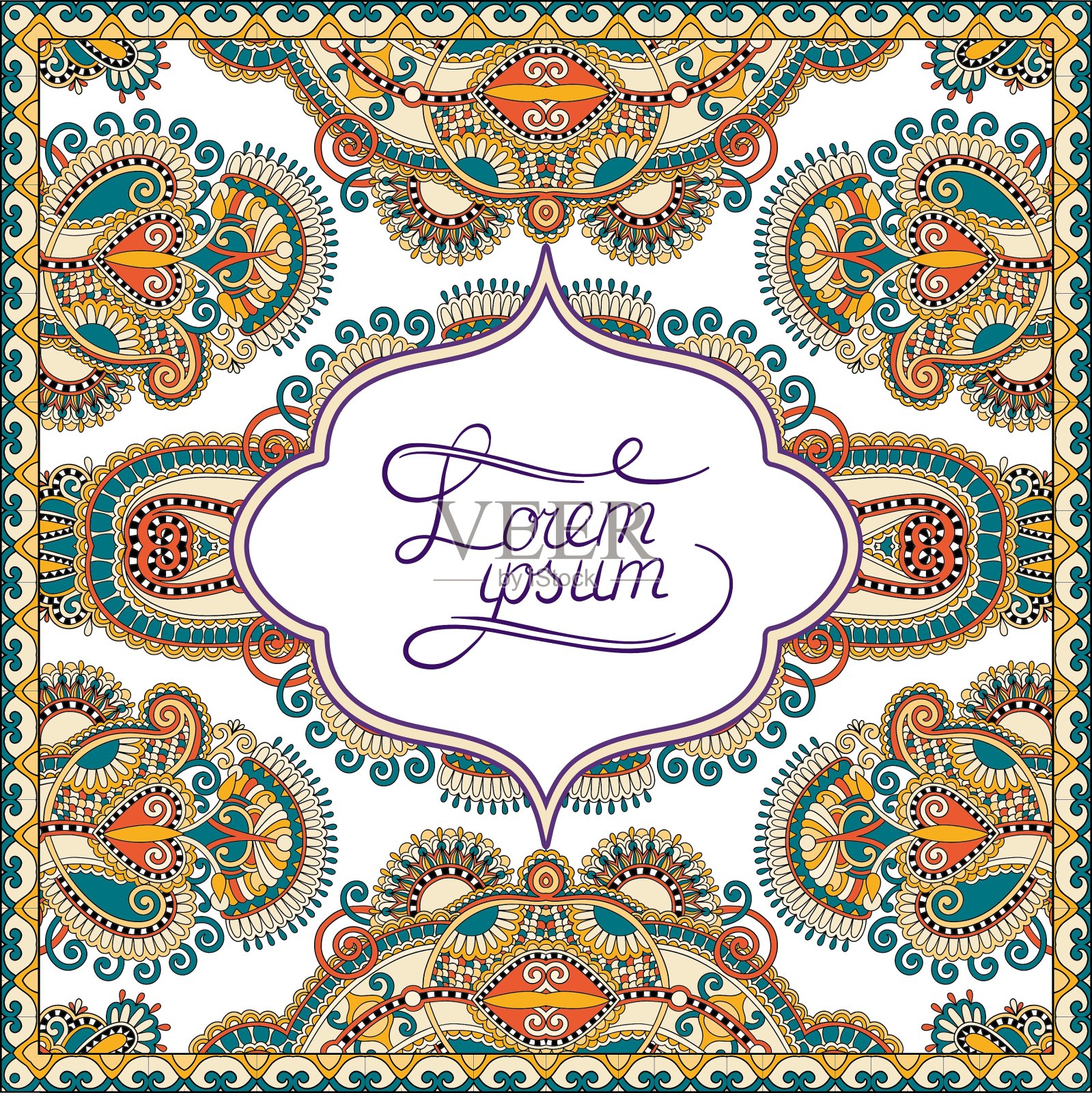 装饰图案的乌克兰民族地毯插画图片素材
