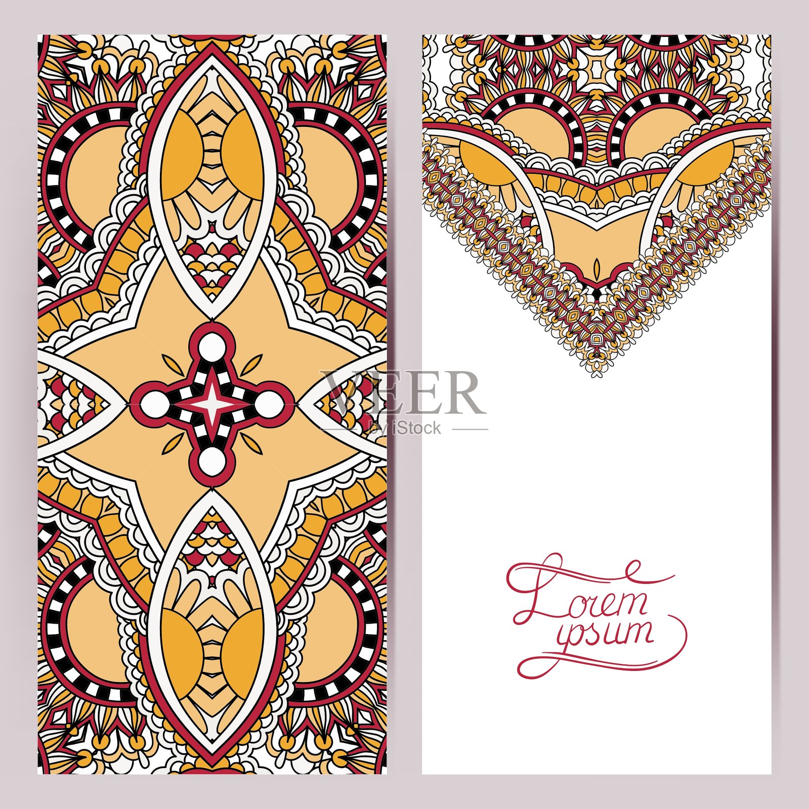 装饰标签卡的复古设计民族插画图片素材