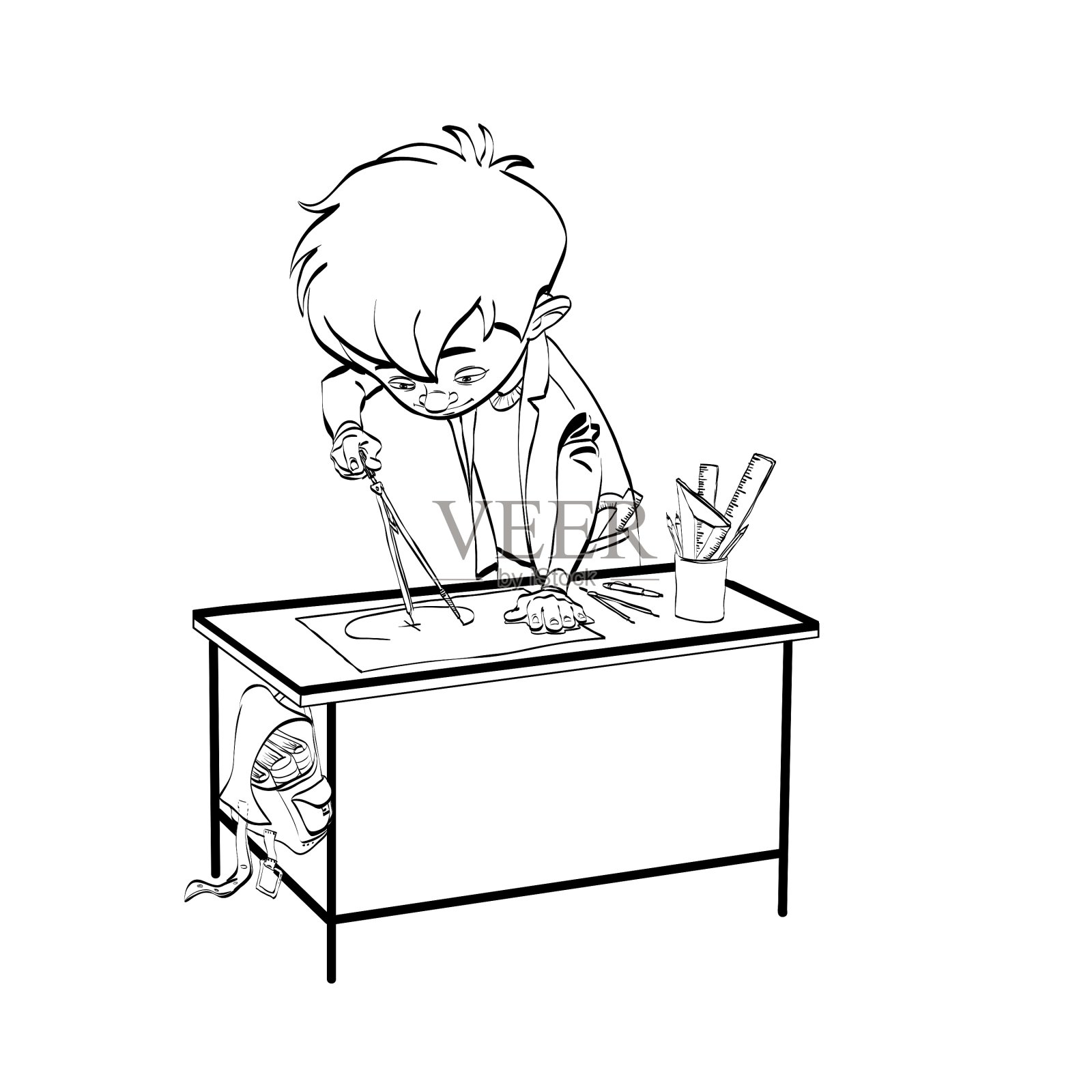 学生男孩绘图课设计师工程师设计元素图片