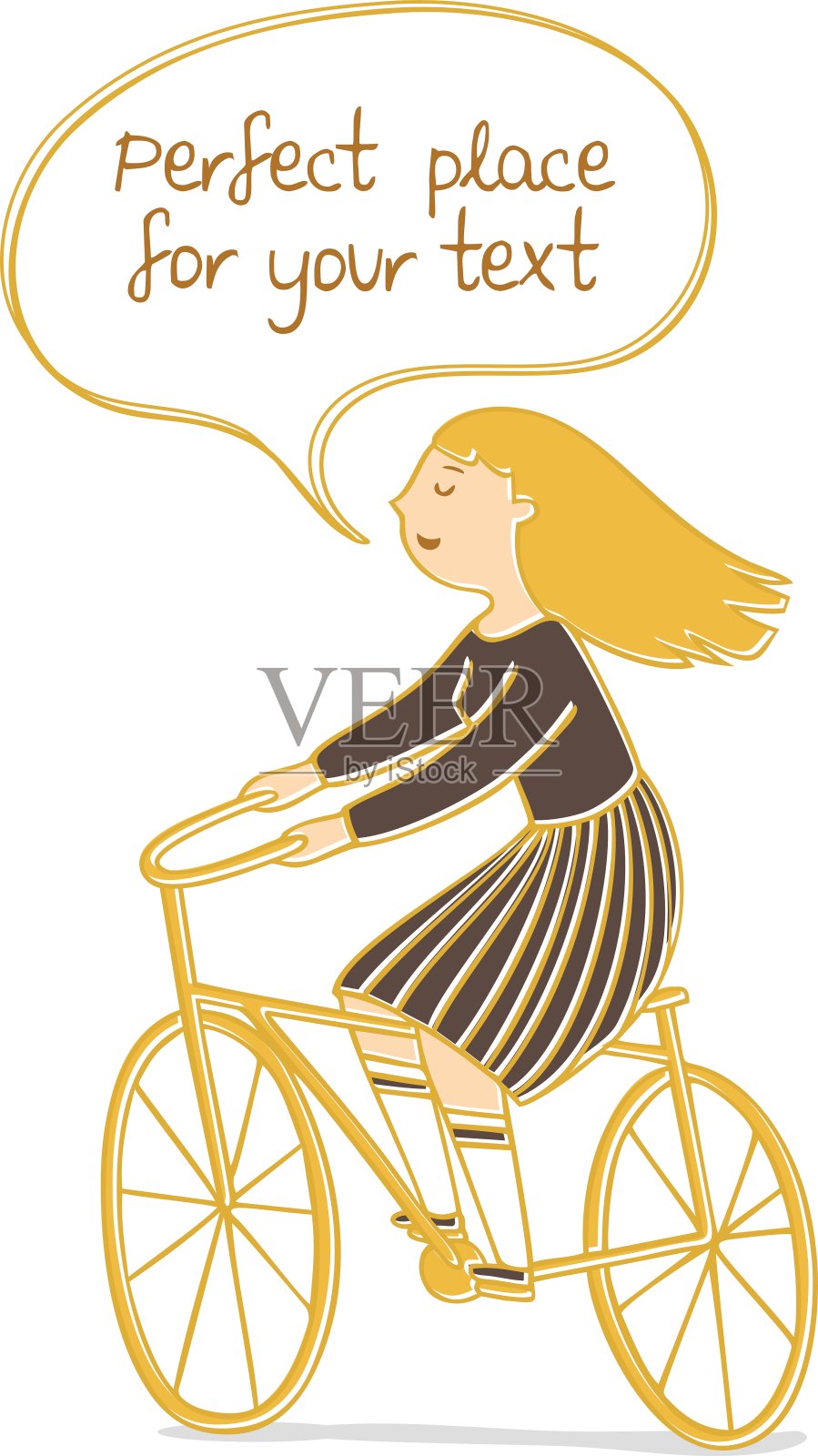 骑自行车的女孩插画图片素材