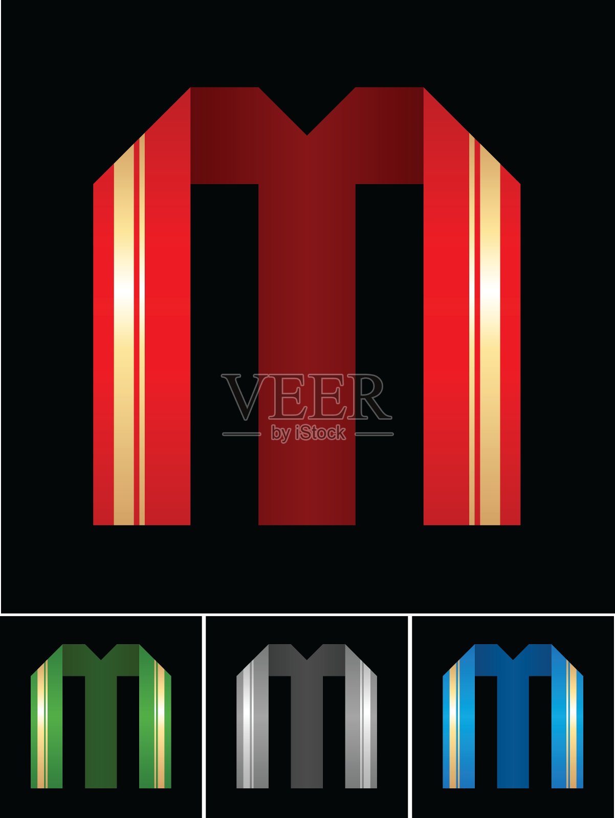 ABC字体从彩色套纸缎带-拉丁图标素材