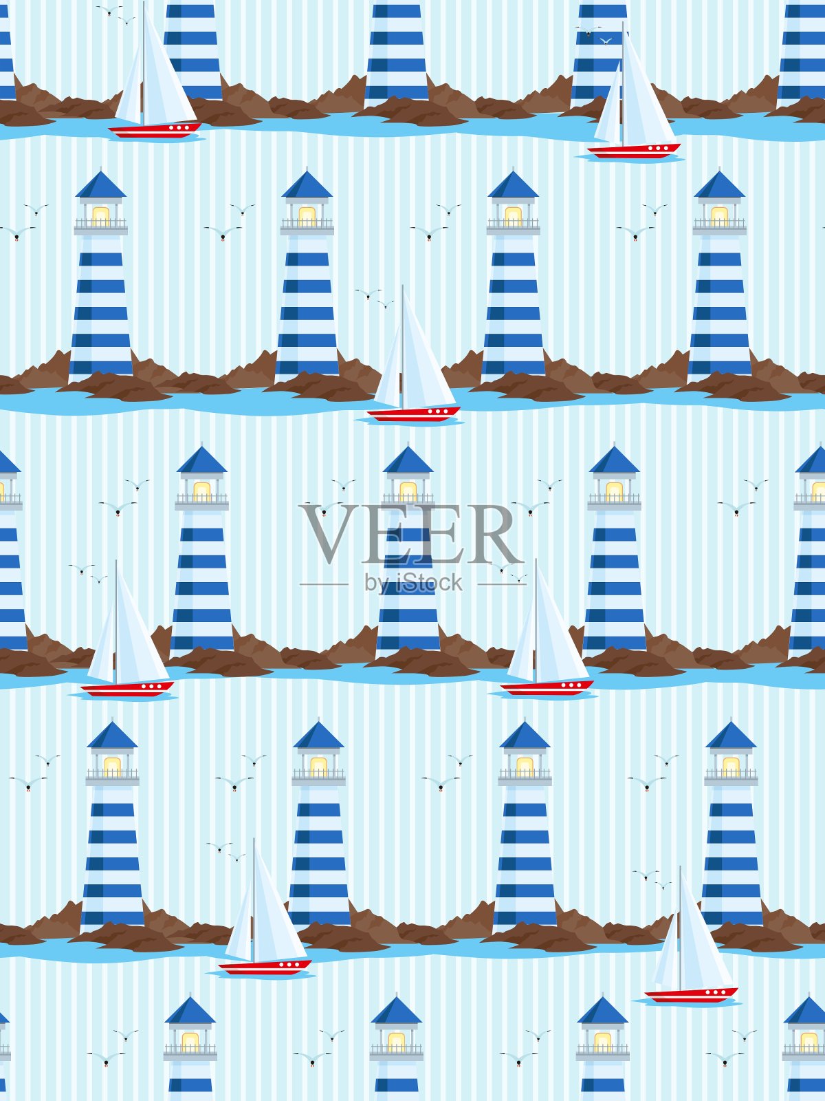 灯塔无缝图案插画图片素材