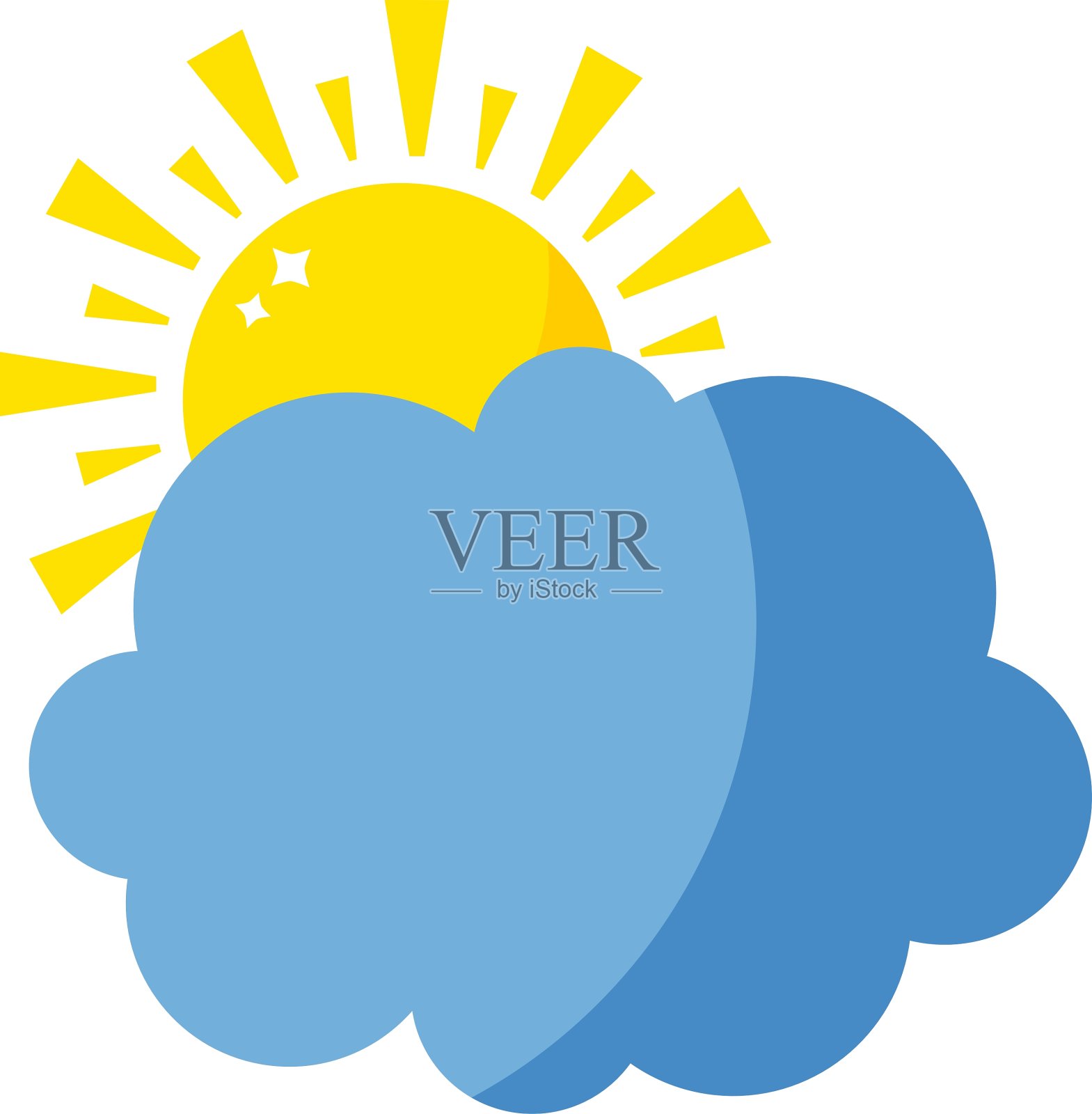 太阳和云的图标孤立设计元素图片