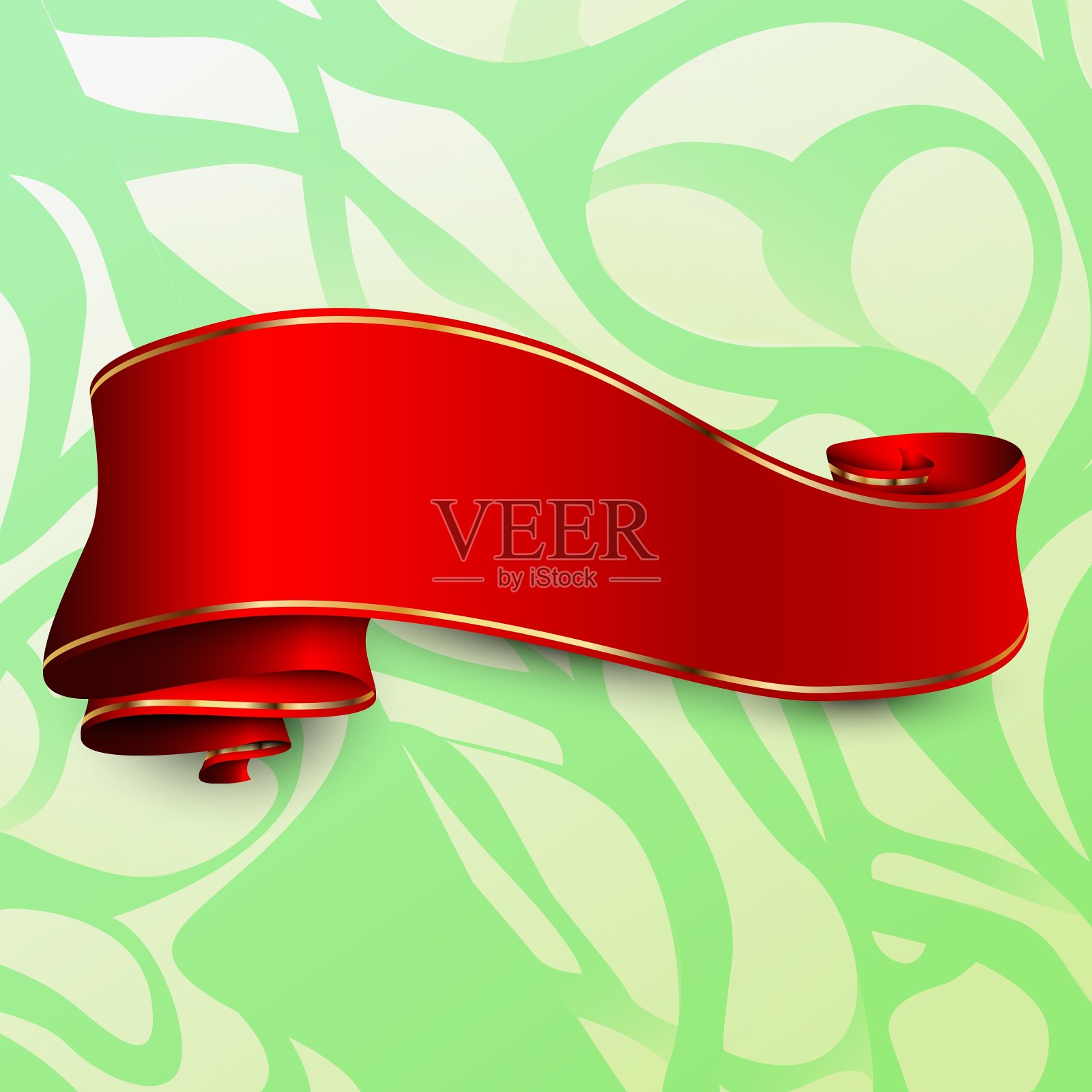 红色的丝带配上金色的直发插画图片素材