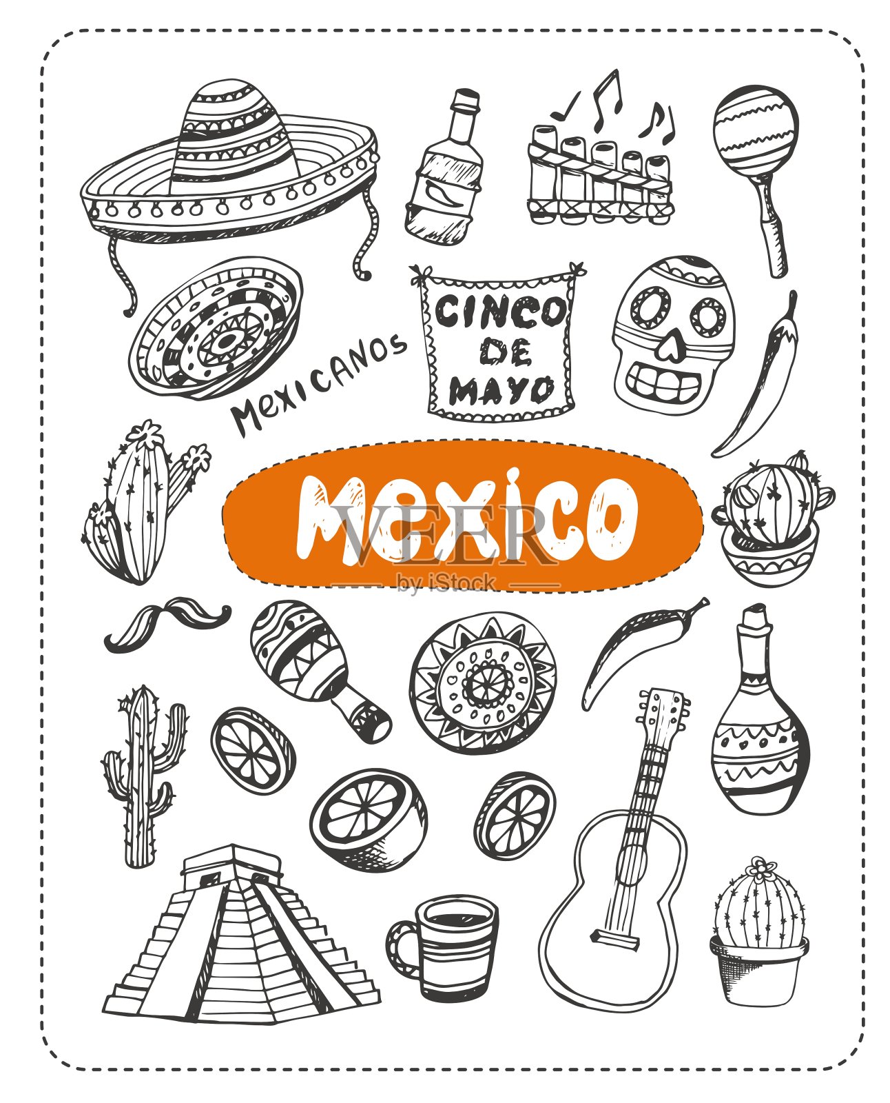 涂鸦对墨西哥插画图片素材