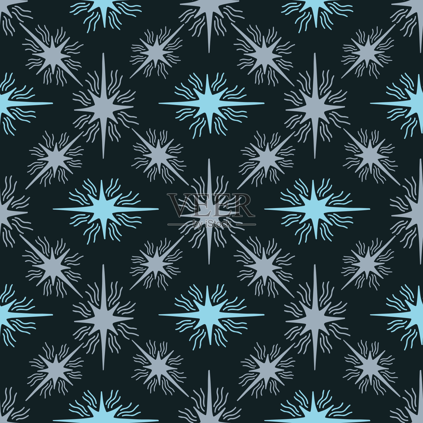 无缝图案星星涂鸦。设计印刷织物,纺织品。抽象的装饰插画图片素材