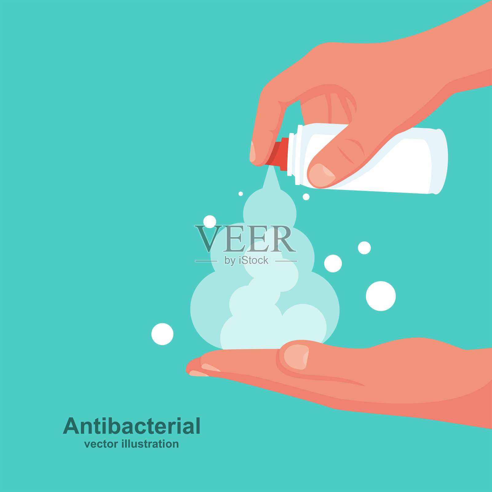 男子用抗菌喷雾擦拭双手插画图片素材