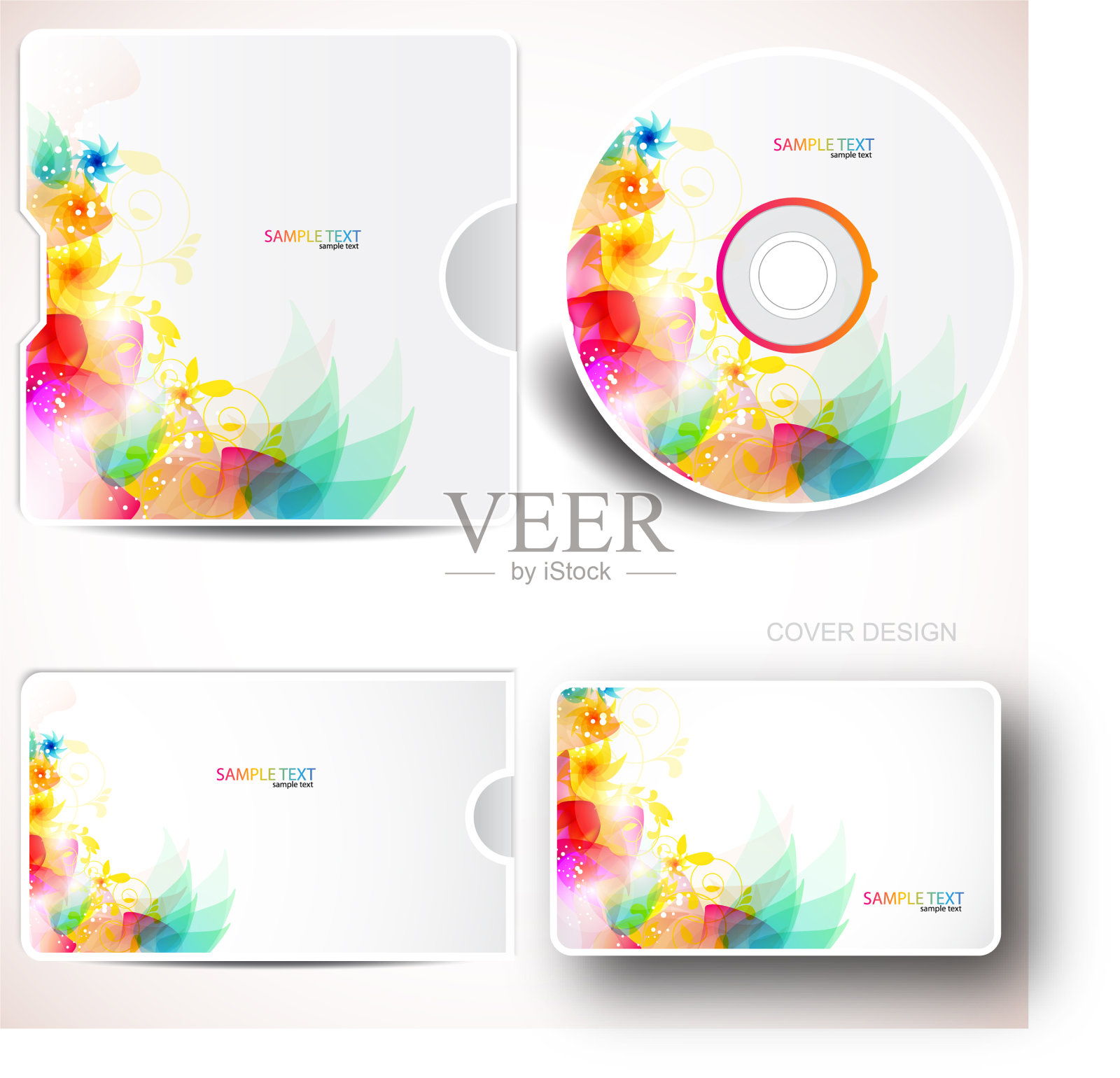 花CD光盘封面模板插画图片素材