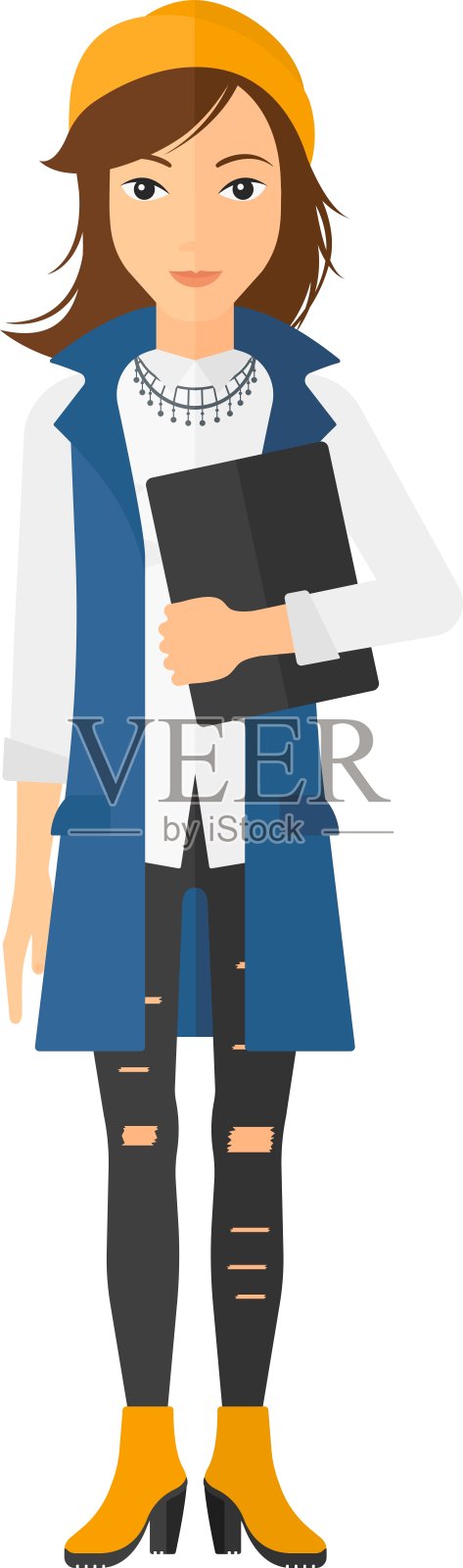 手持平板电脑的女子设计元素图片