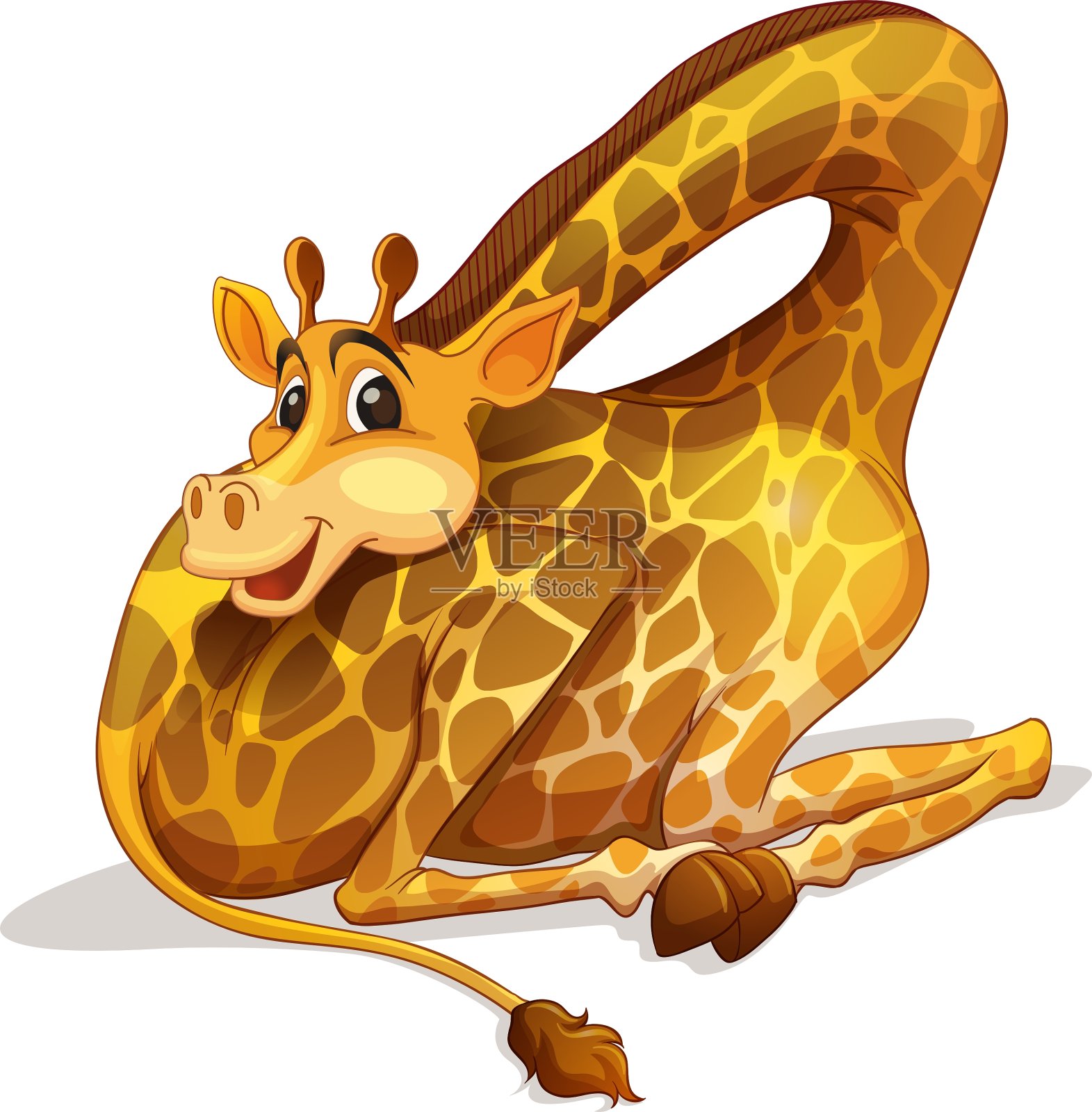 可爱的长颈鹿折叠它的脖子设计元素图片